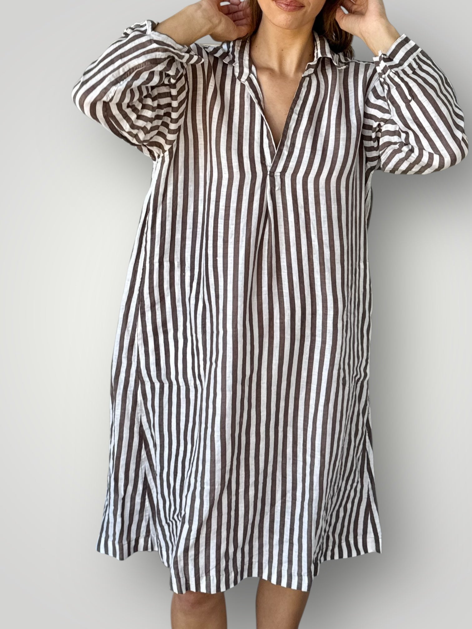 bianca dress -soil stripe linen Apparel
