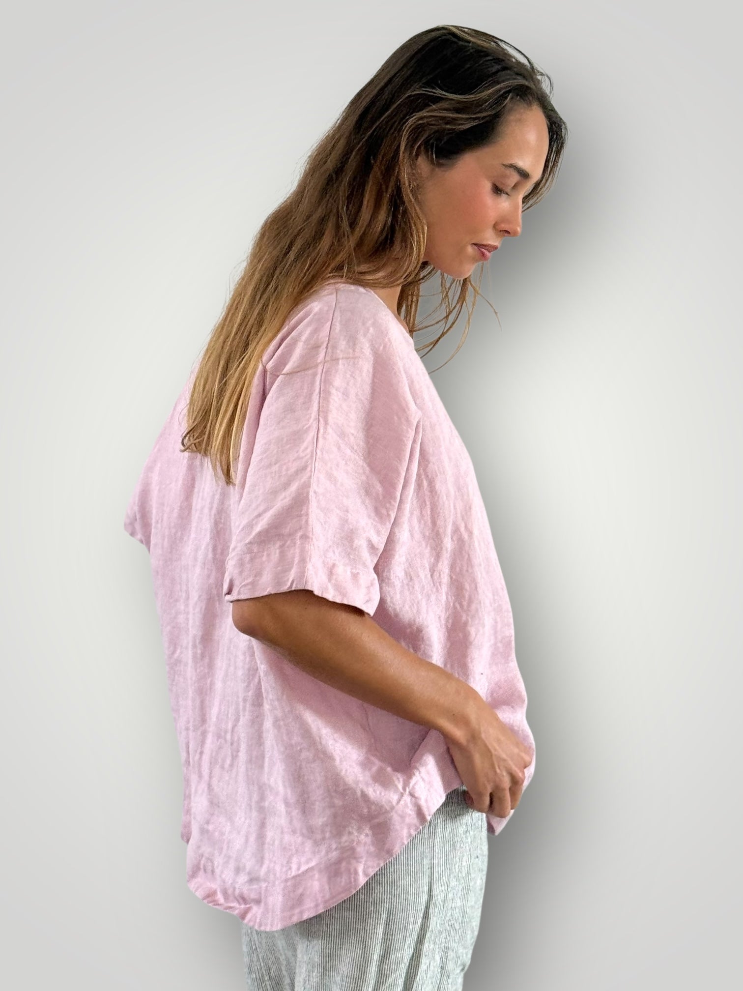 mia top - dusty rose linen Apparel
