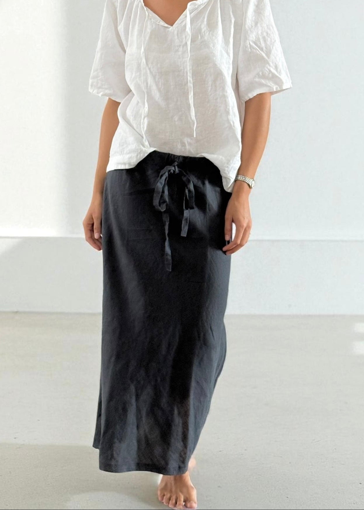 anthea skirt - charcoal linen Apparel
