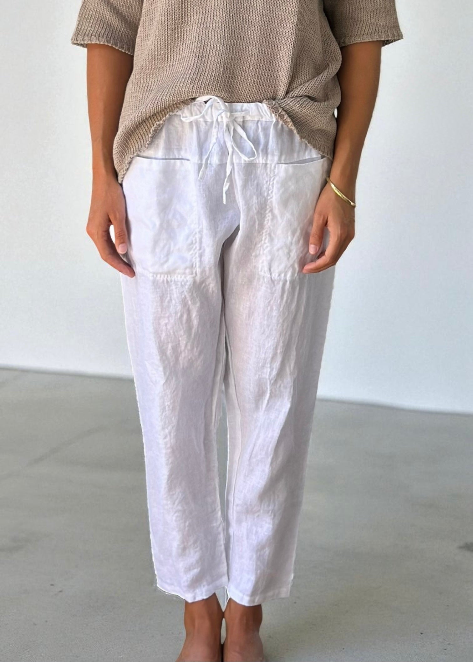 jessie pant-white linen Apparel