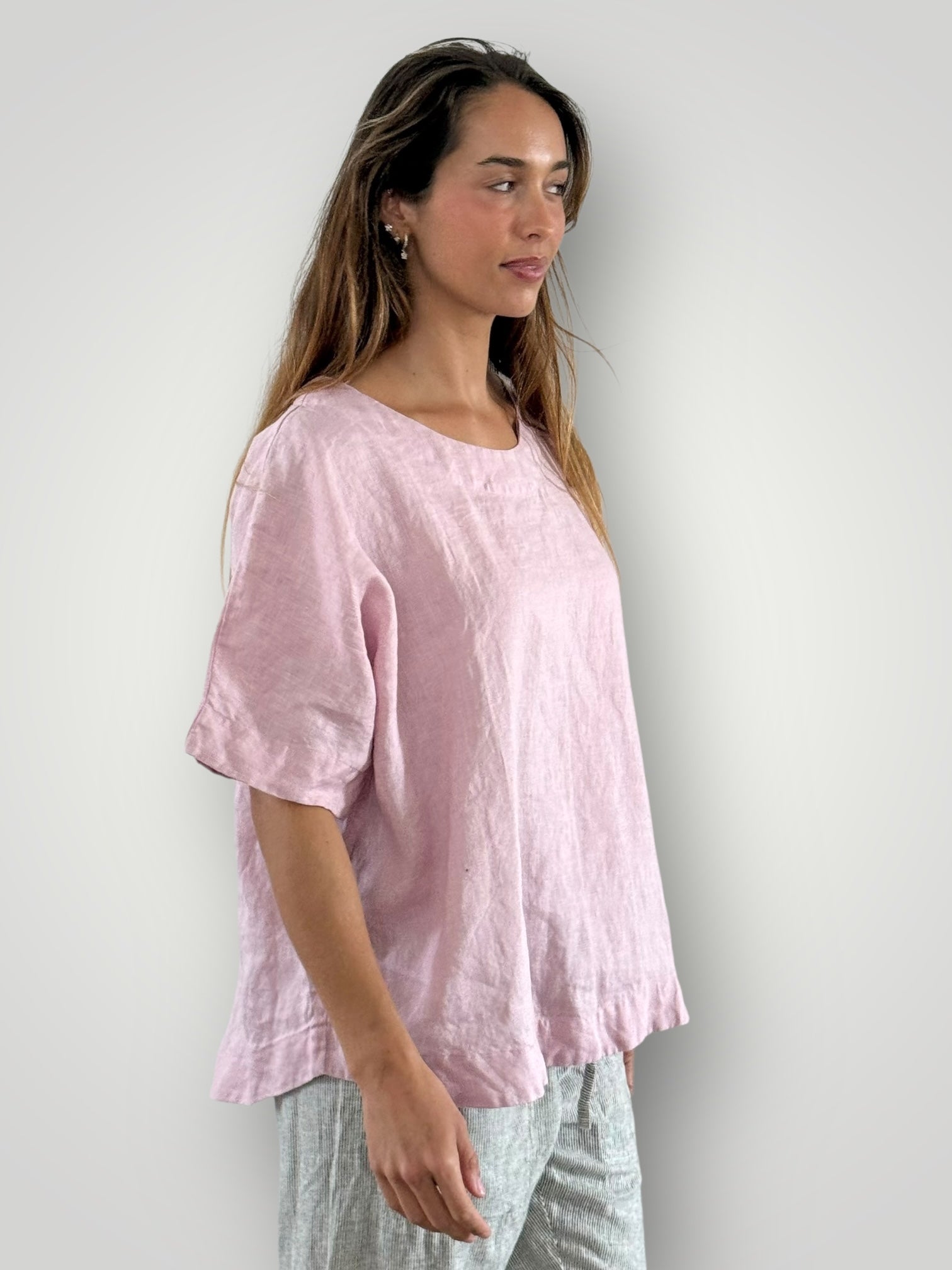 mia top - dusty rose linen Apparel