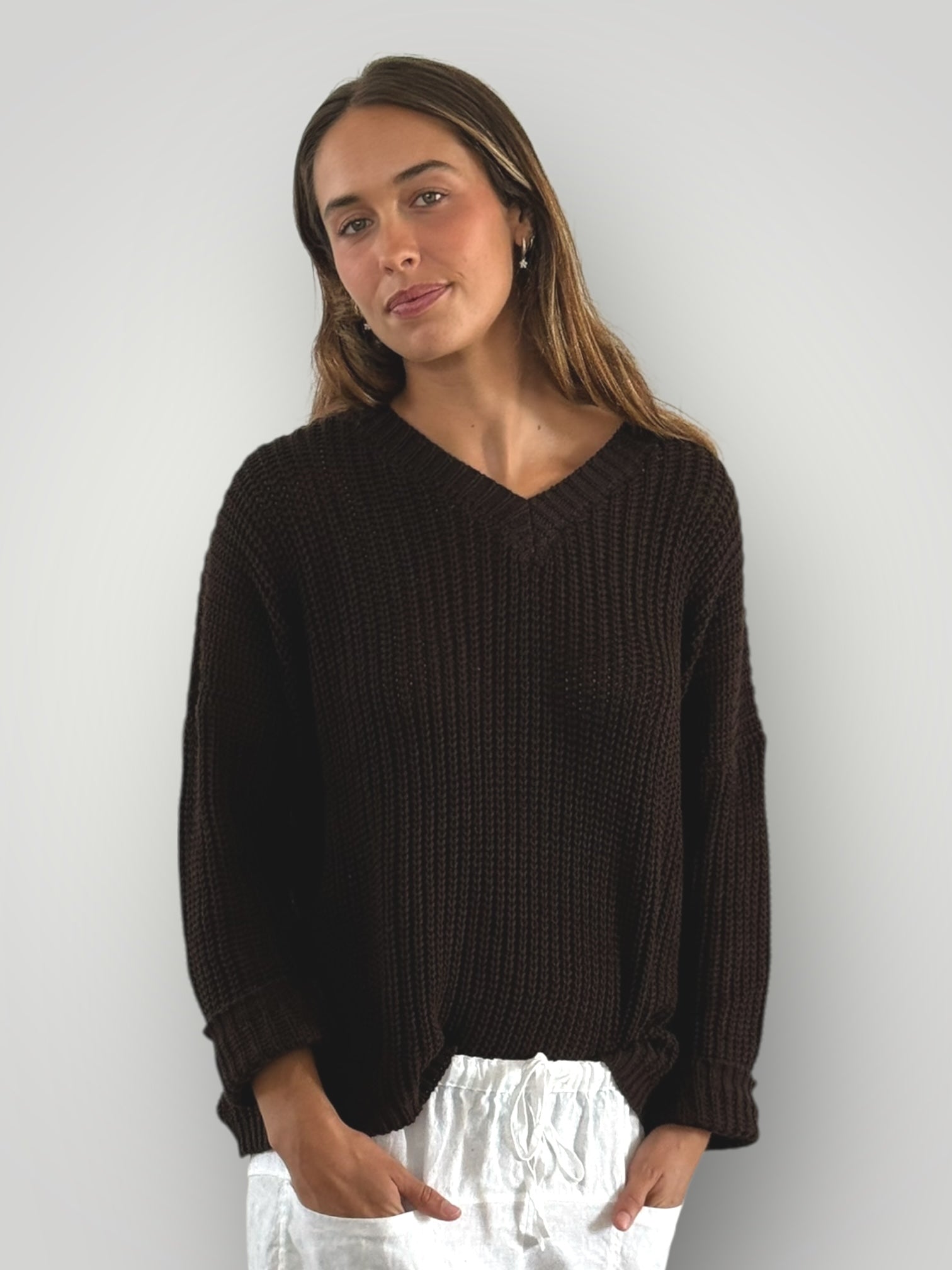 jasper cotton rib knit - chocolate Apparel