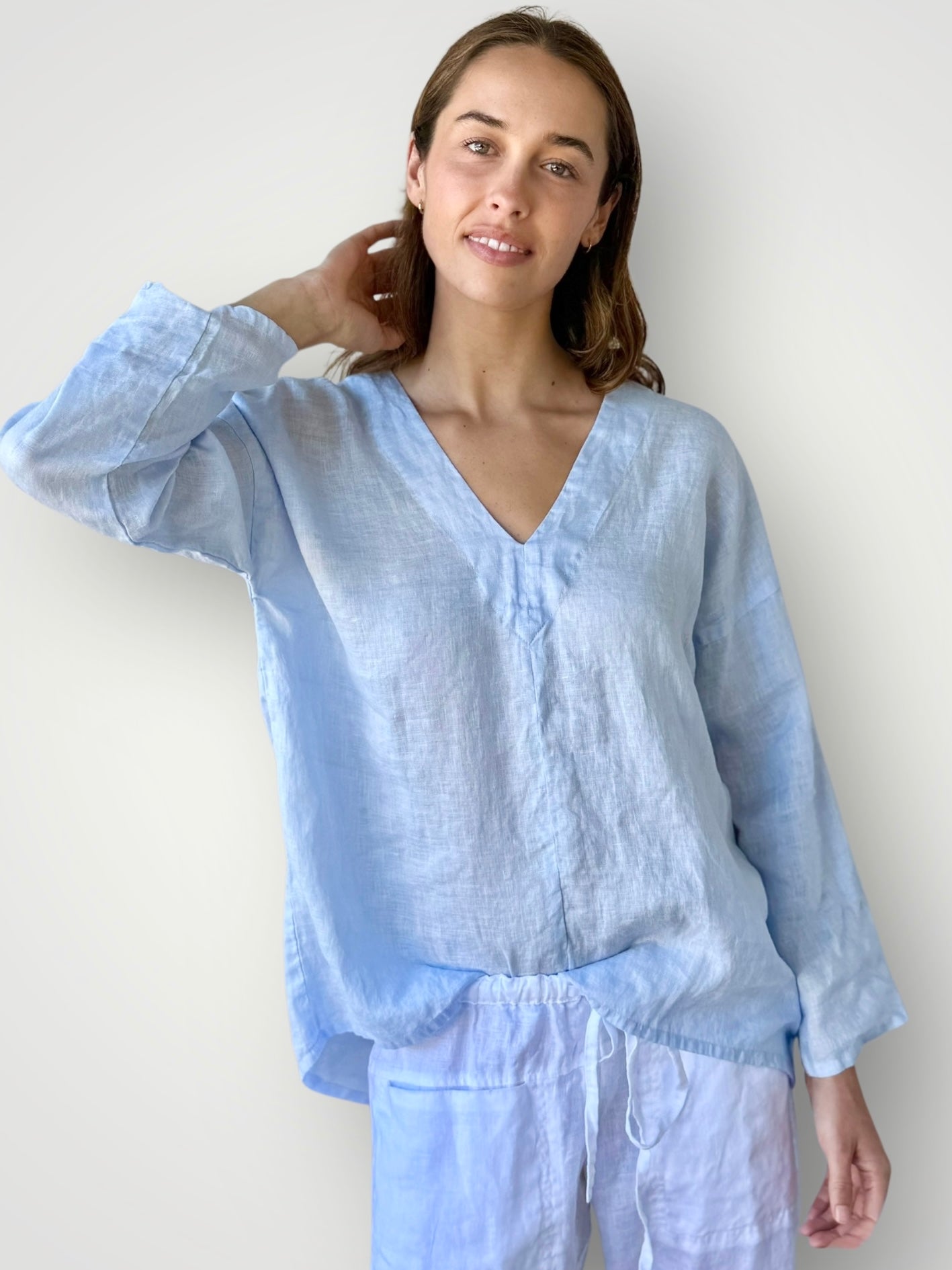 paige top - soft blue linen Apparel