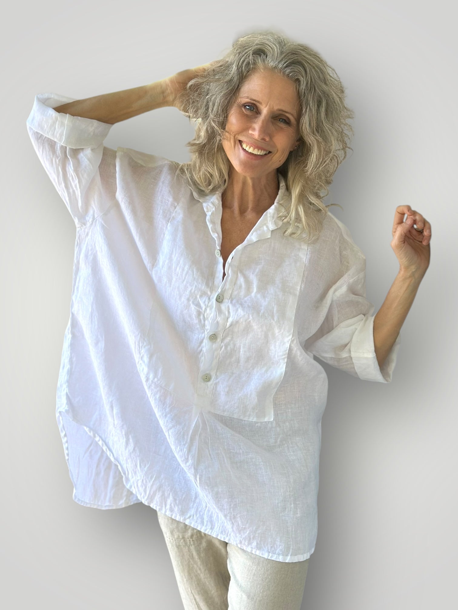 megan shirt-white linen Apparel