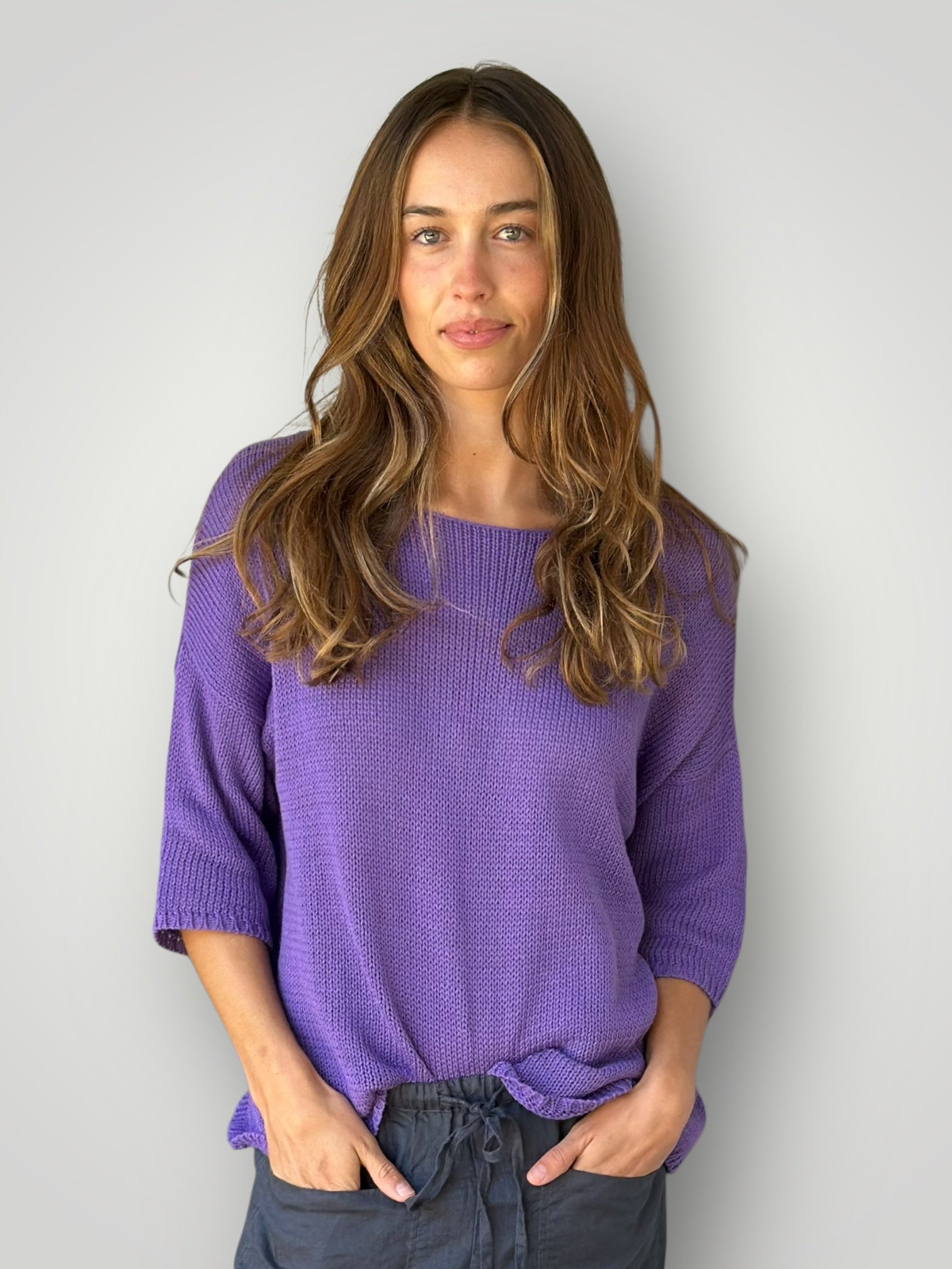 alex top - orchid cotton knit Apparel