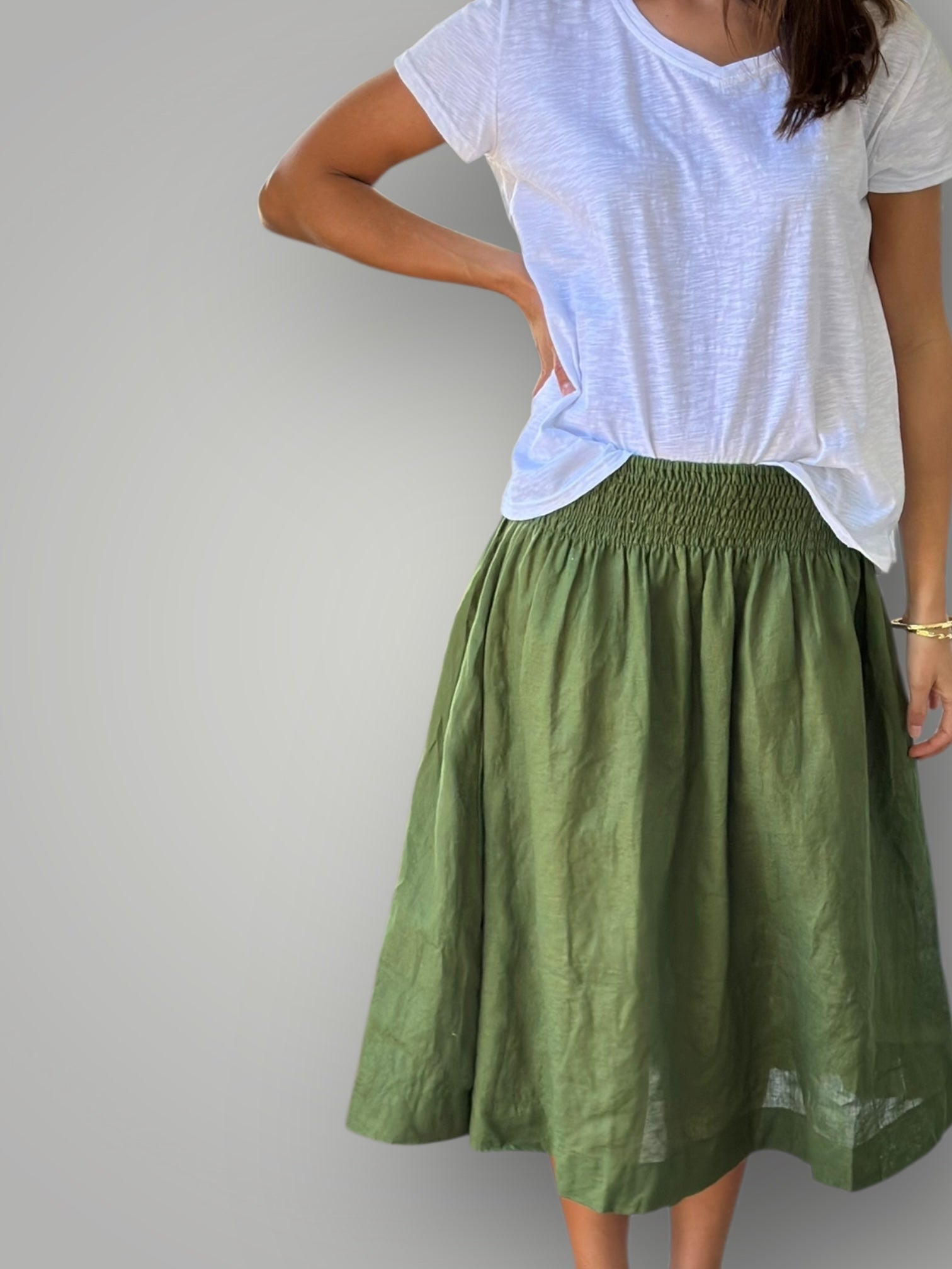 lola skirt - moss linen Apparel