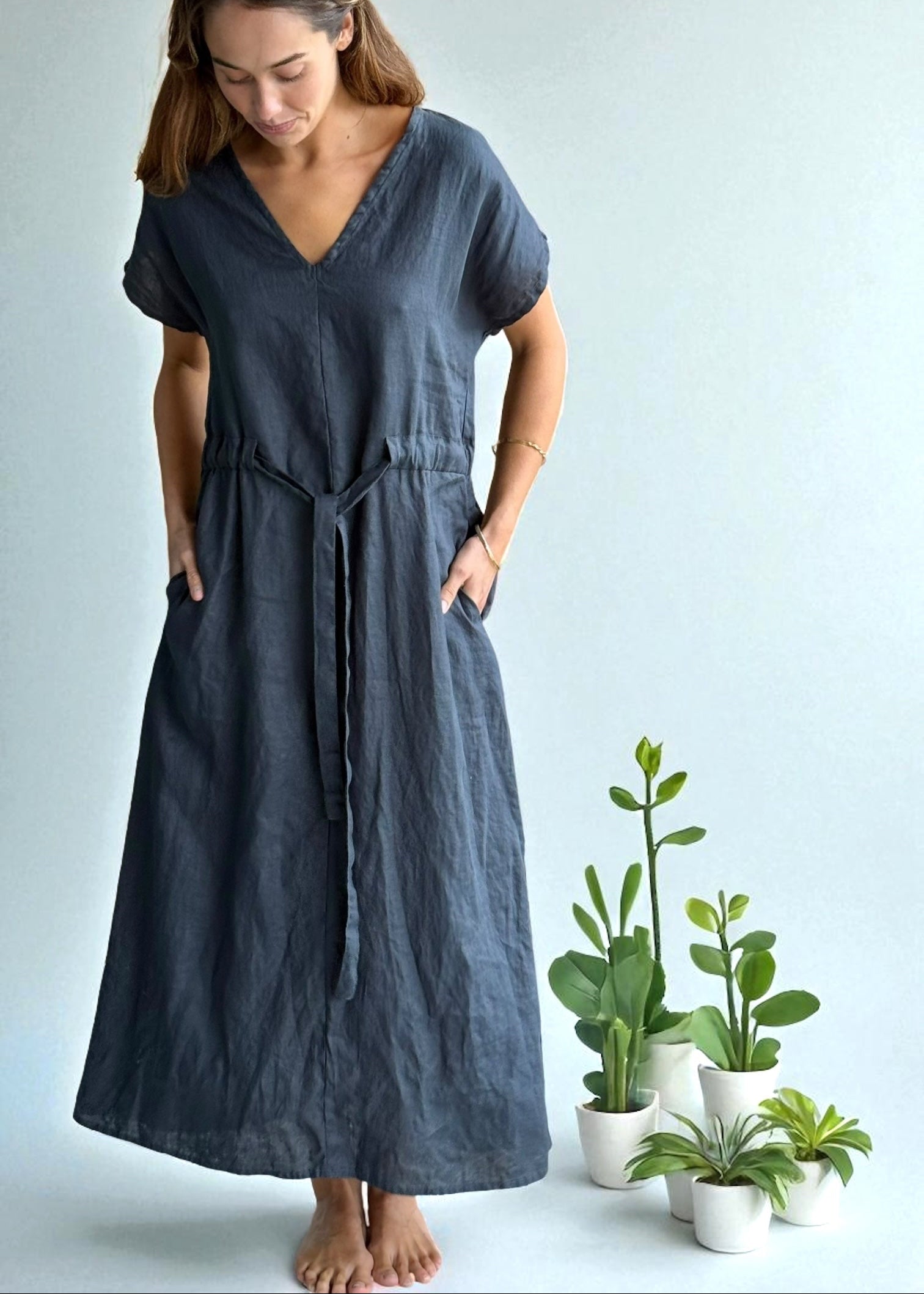 harper dress - charcoal linen Apparel