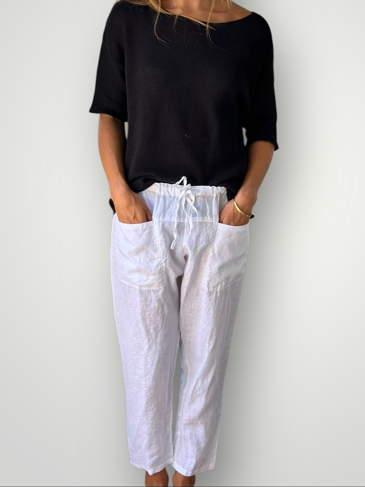 jessie pant-white linen Apparel
