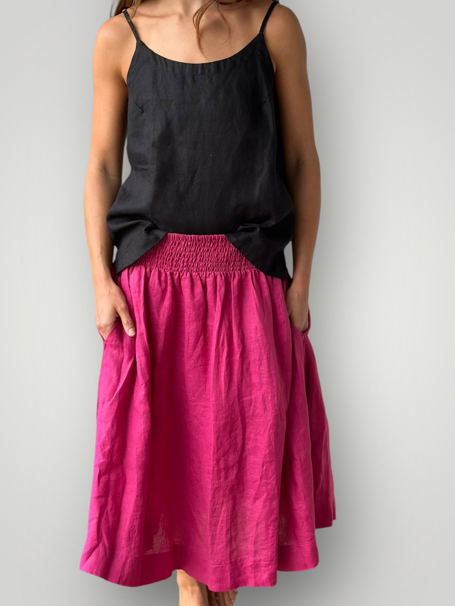 lola skirt - fuschia linen Apparel
