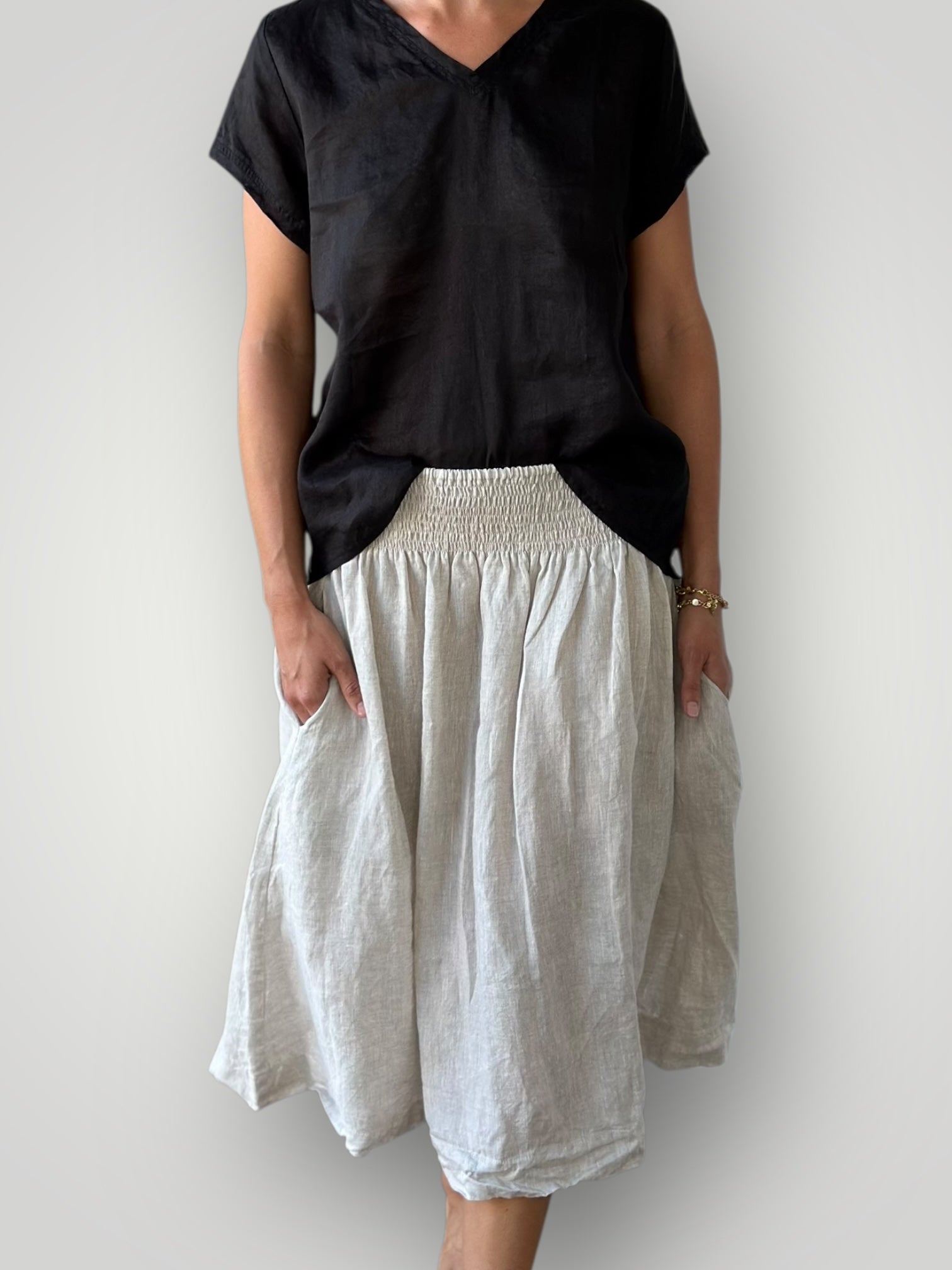 lola skirt - natural linen Apparel