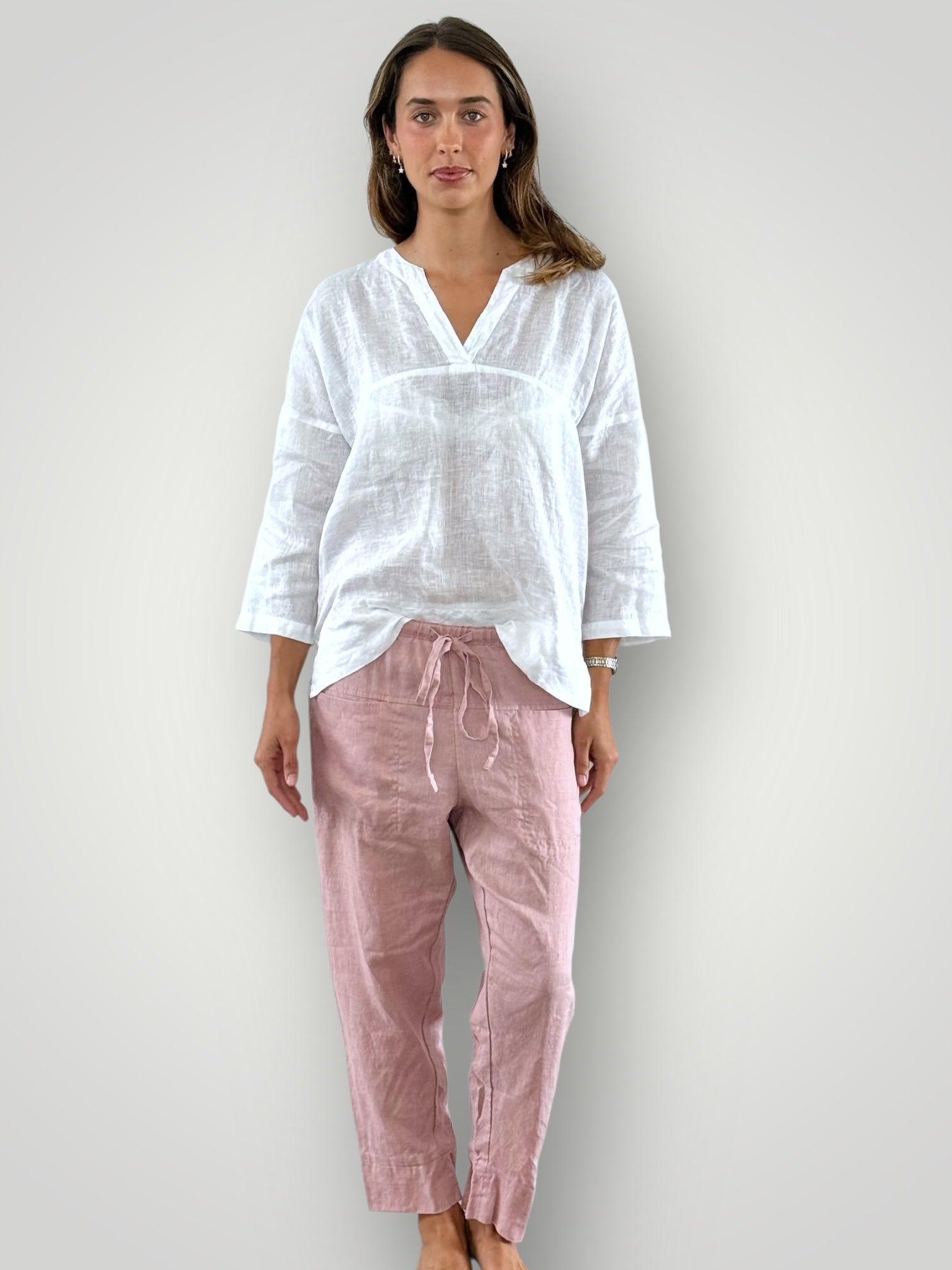 darcy pants - dusty rose linen Apparel