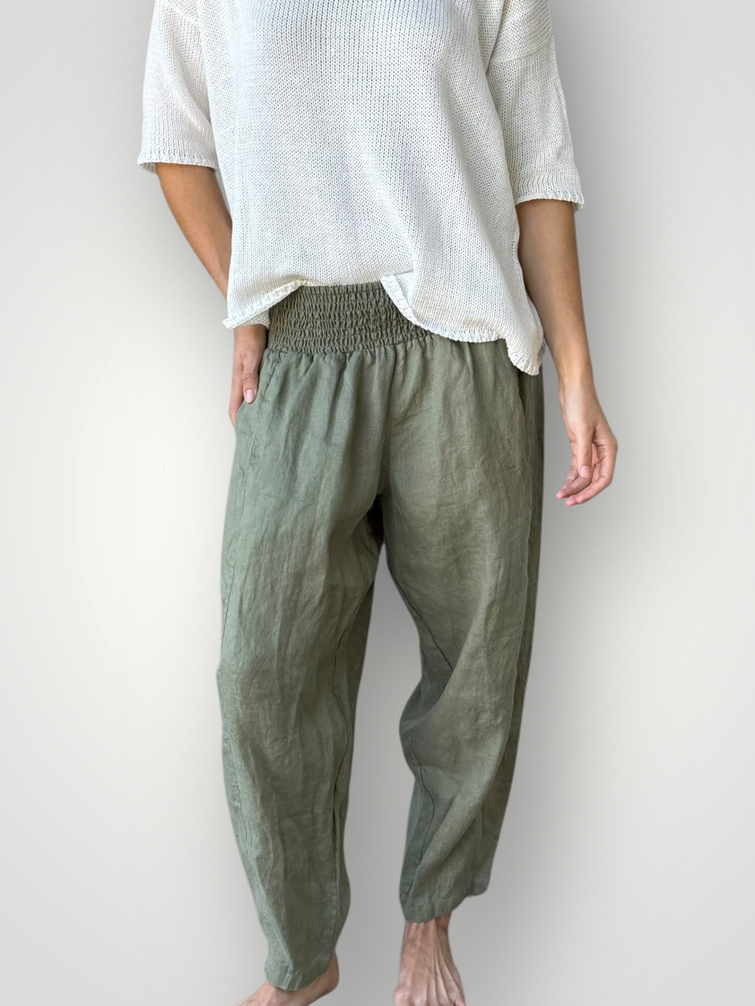 frankie pant - sage linen Apparel