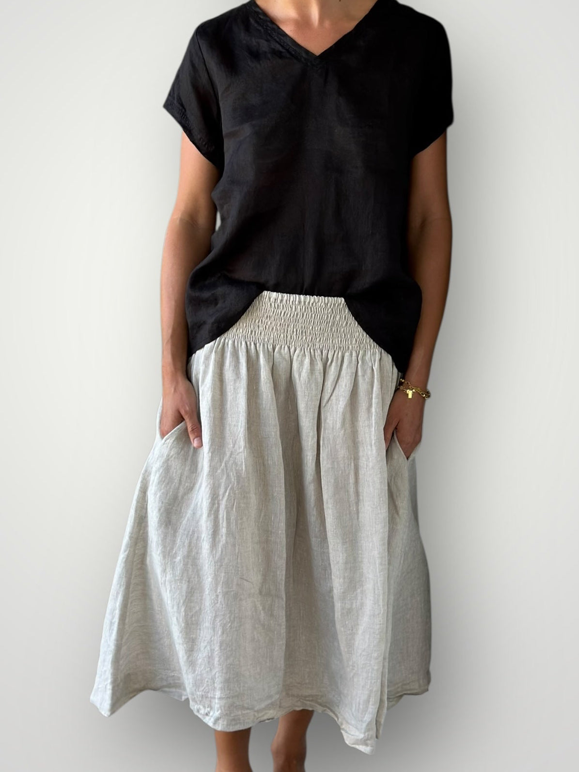 lola skirt - natural linen Apparel