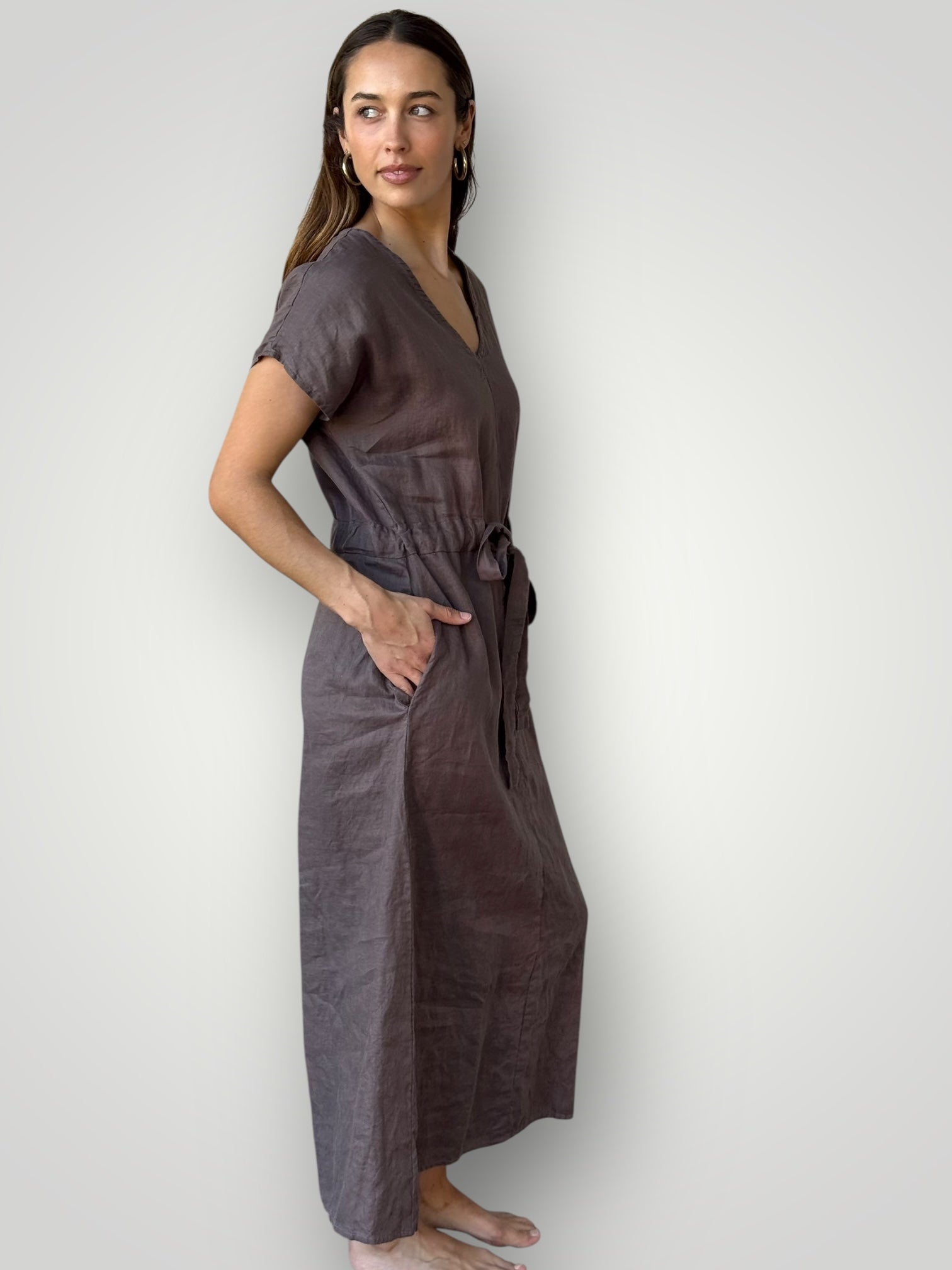 harper dress - soil linen Apparel