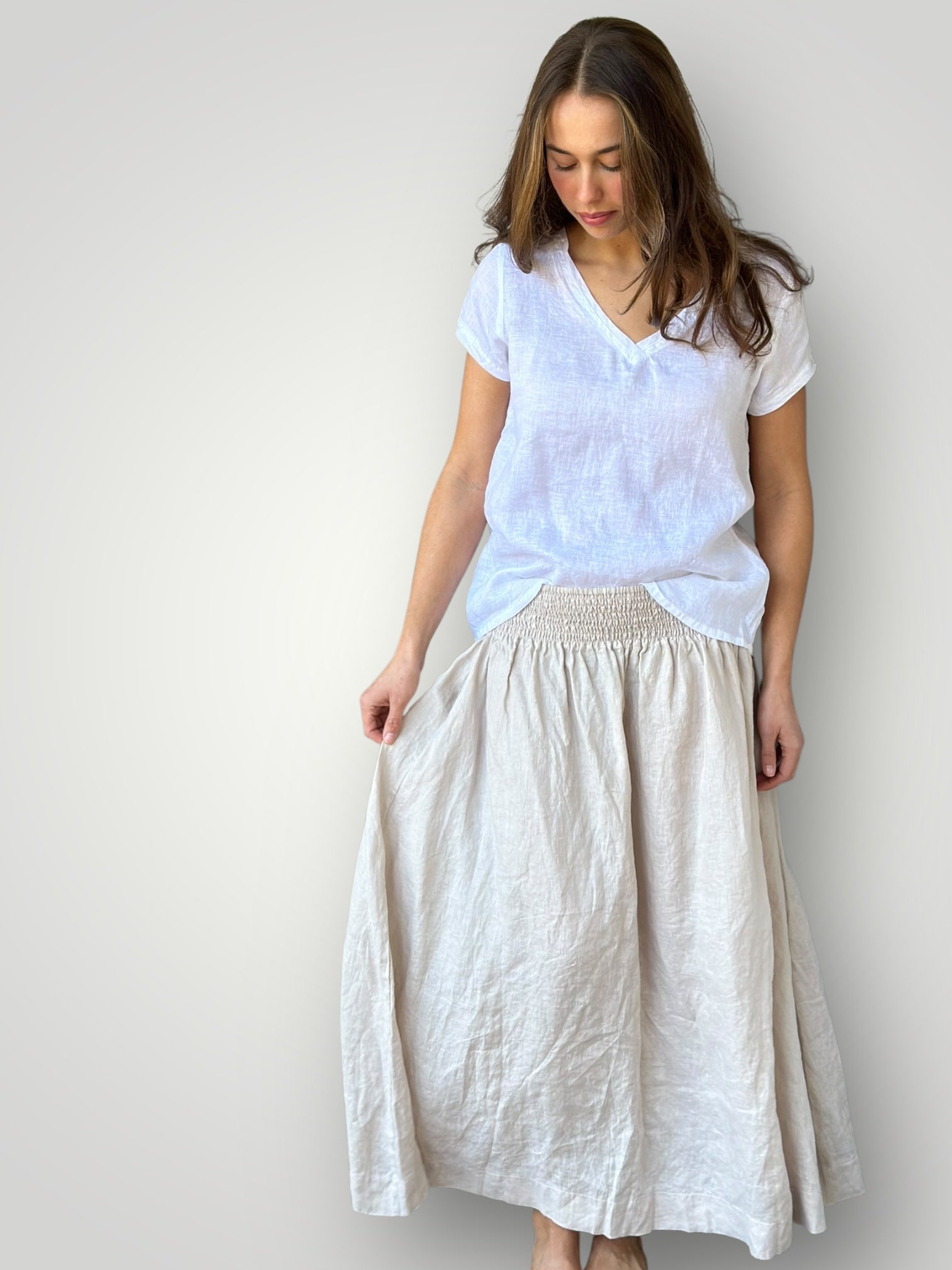 lulu skirt-natural linen Apparel