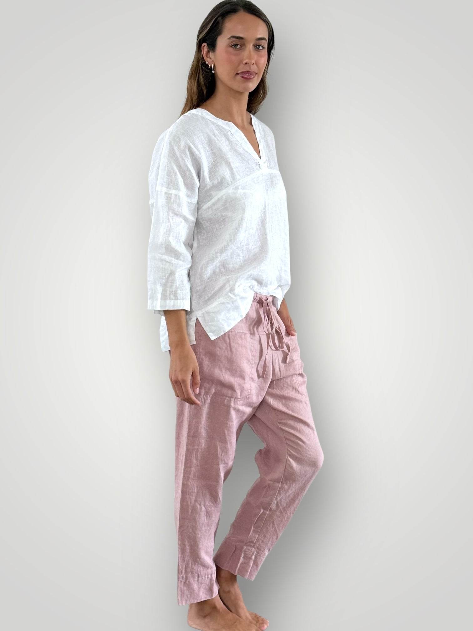darcy pants - dusty rose linen Apparel