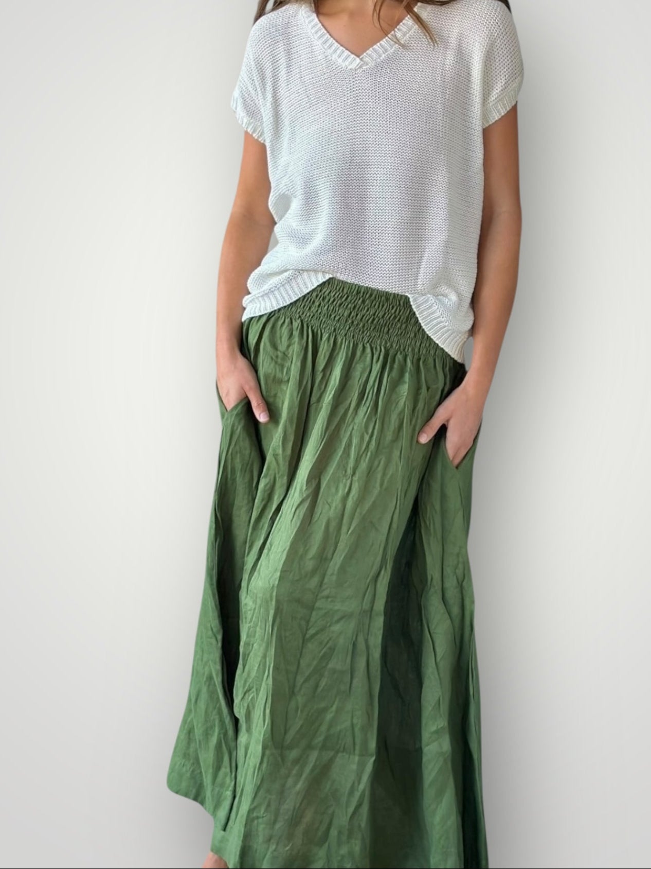 lulu skirt - moss linen Apparel