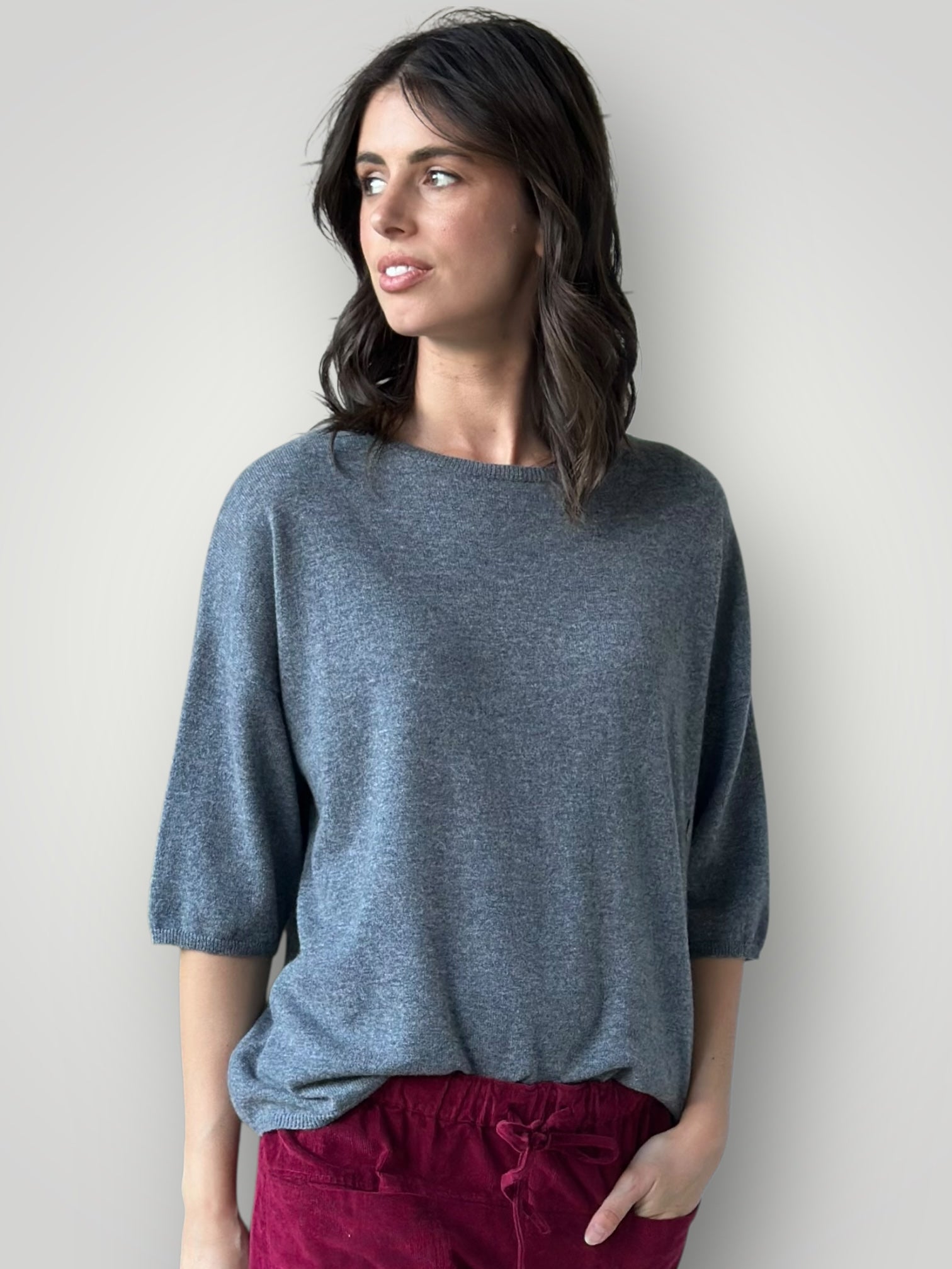 alexia cashmere top-slate grey General
