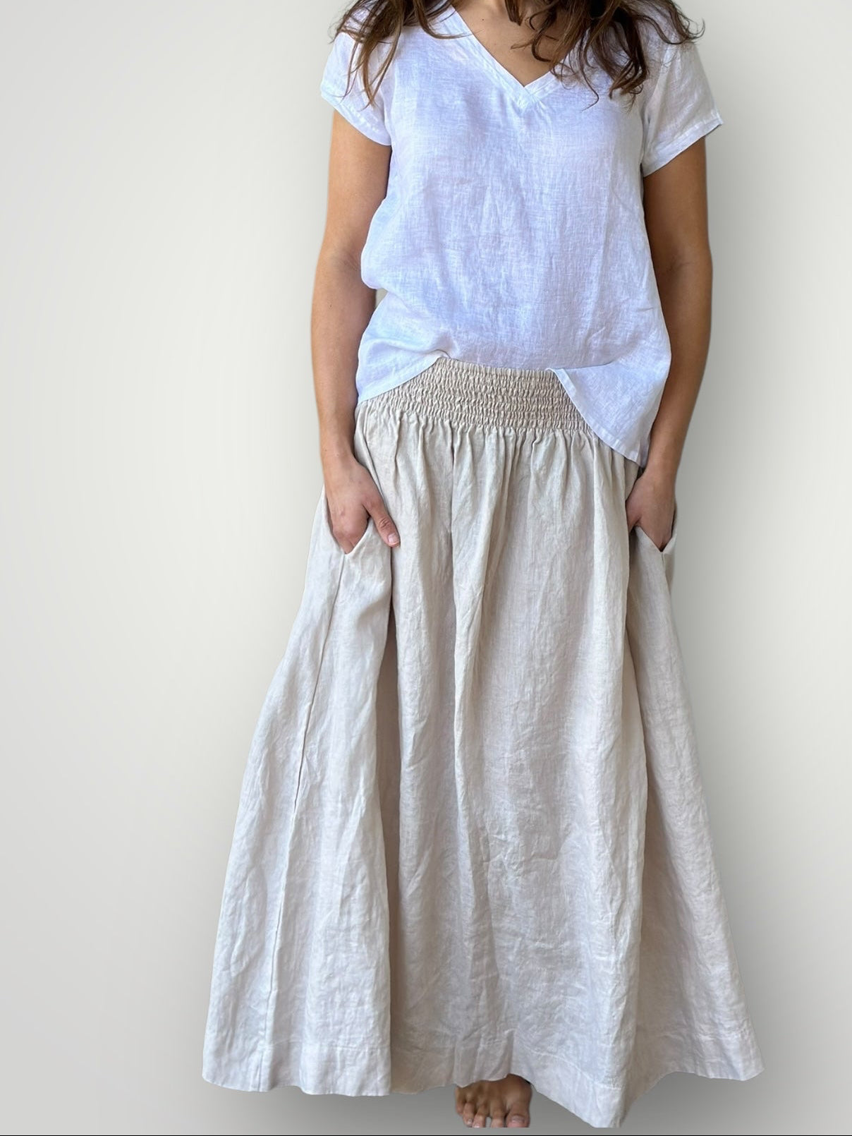 lulu skirt-natural linen Apparel