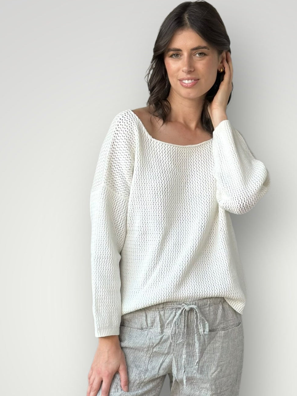 aria jersey- ivory cotton pointel Apparel