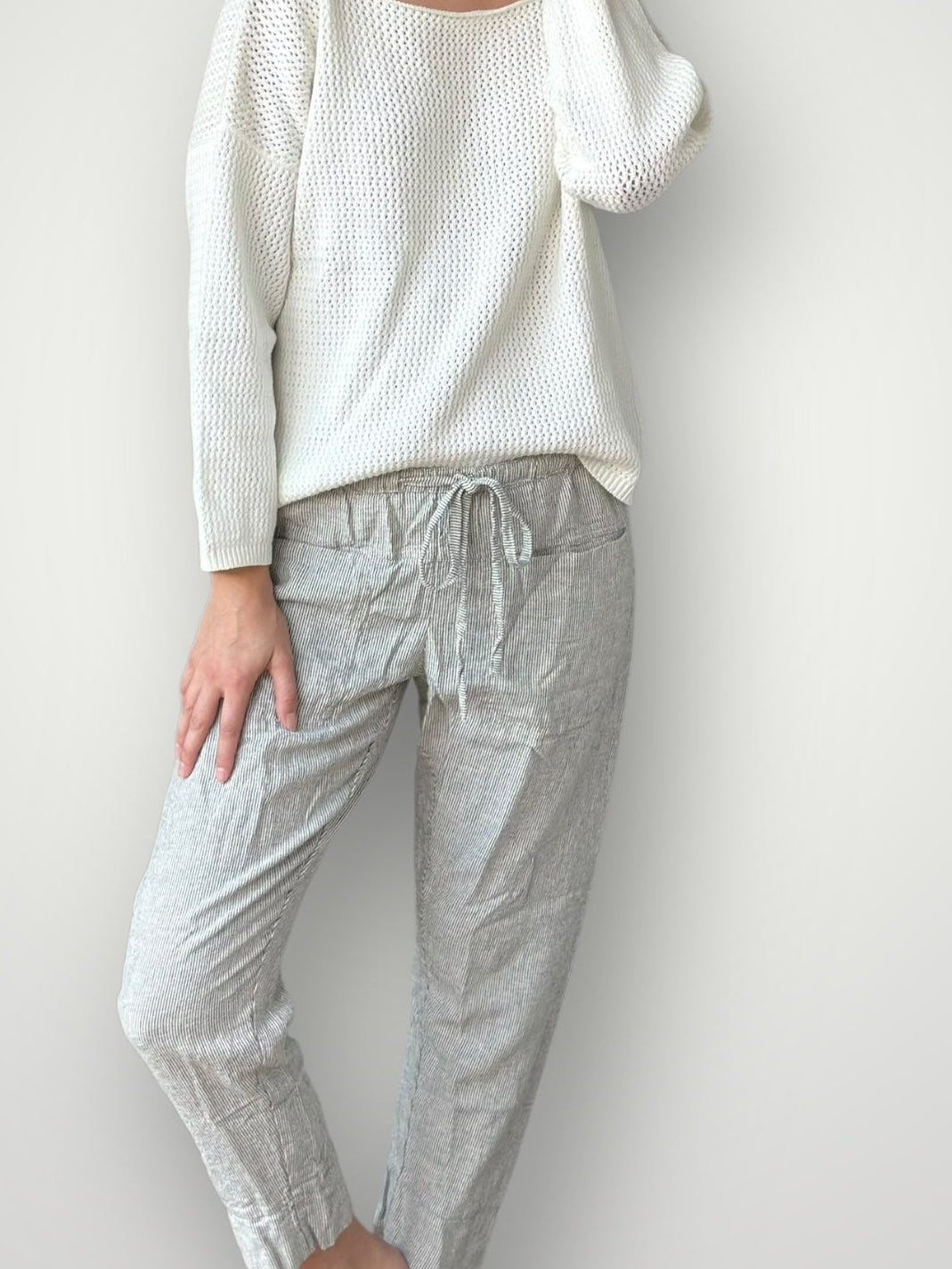 darcy pants - fine grey stripe linen Apparel