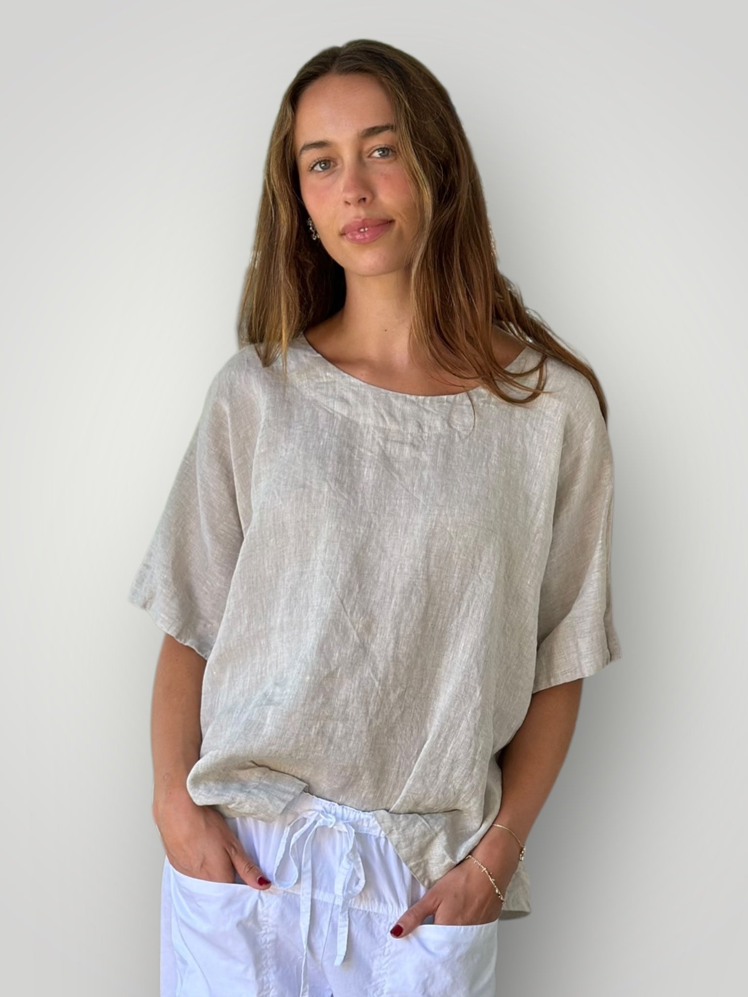 mia top - natural linen Apparel