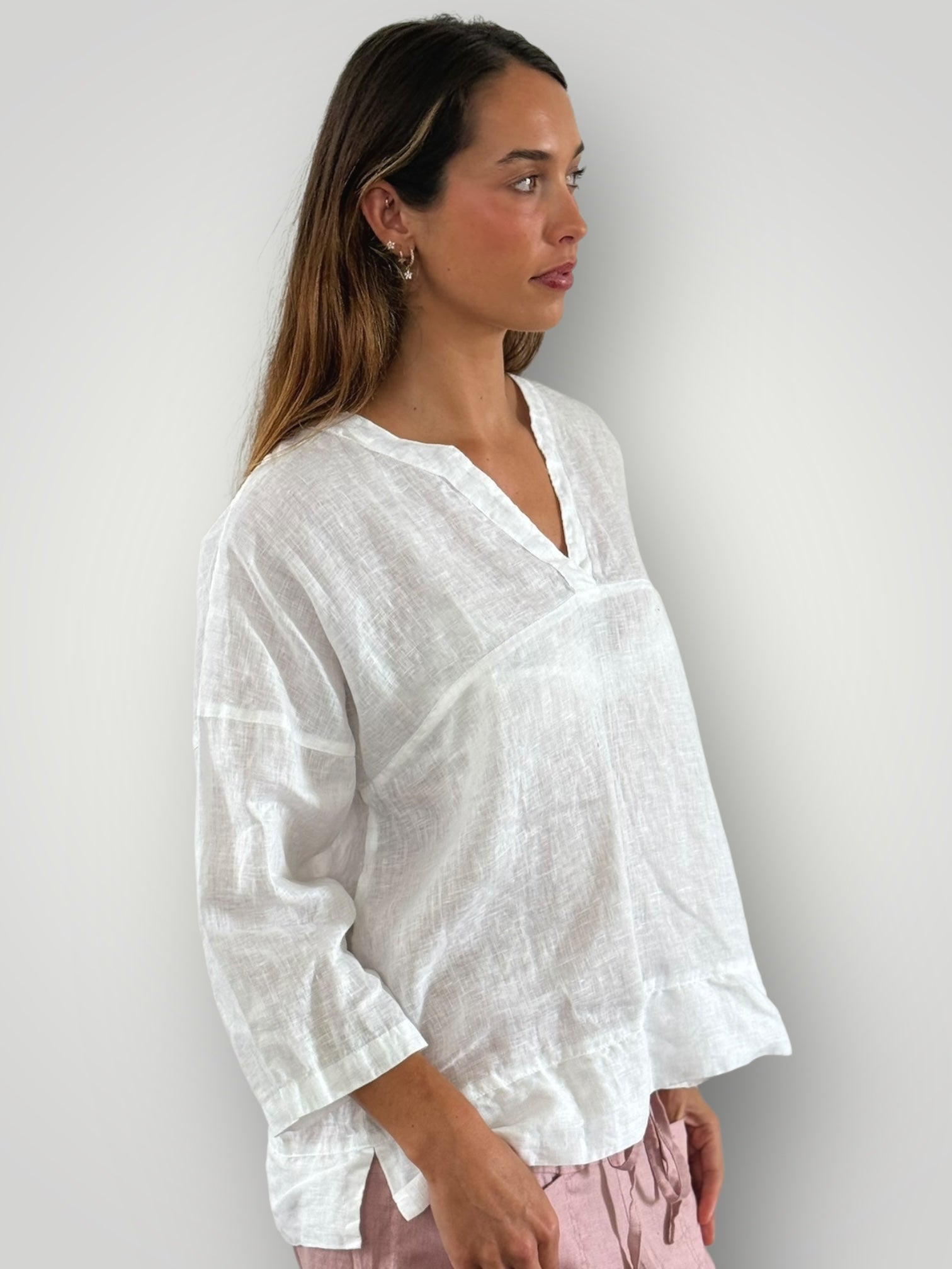 francis top - white linen Apparel