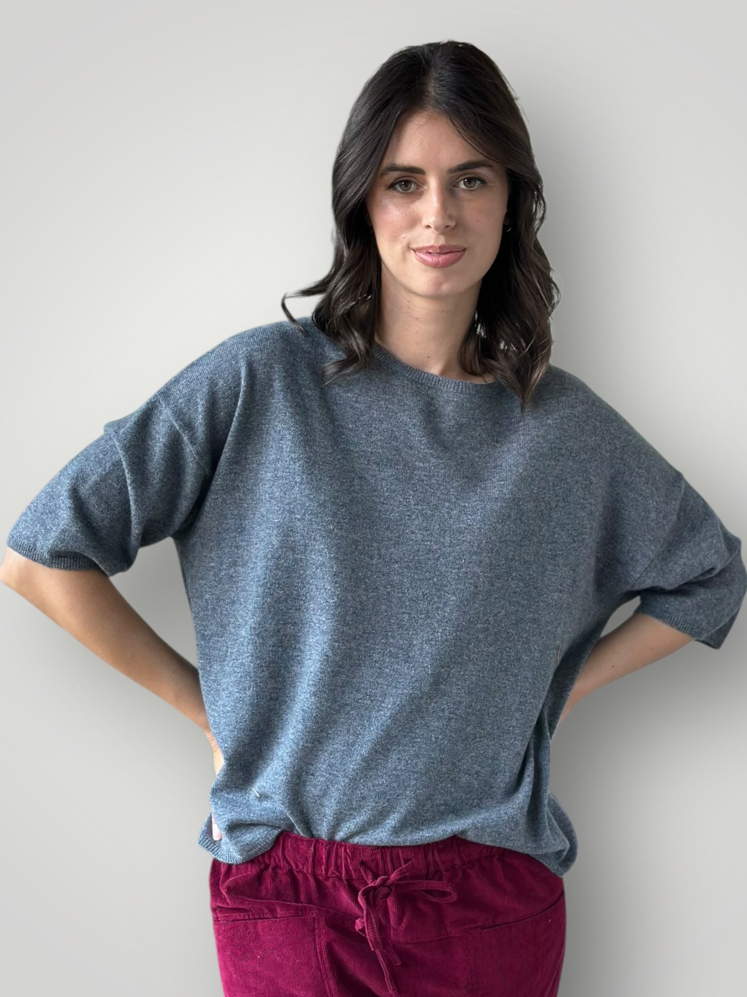 alexia cashmere top-slate grey General
