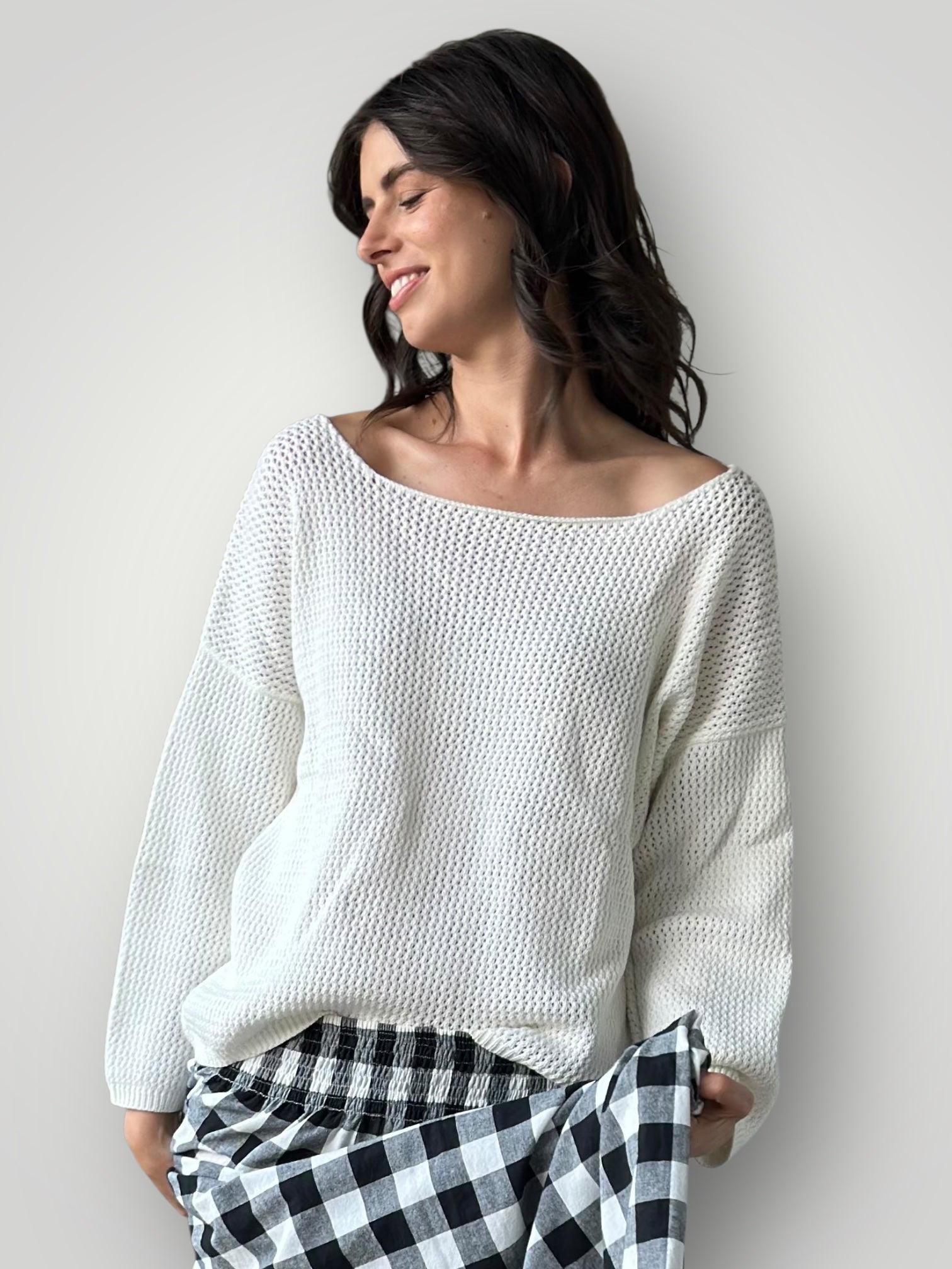 aria jersey- ivory cotton pointel Apparel