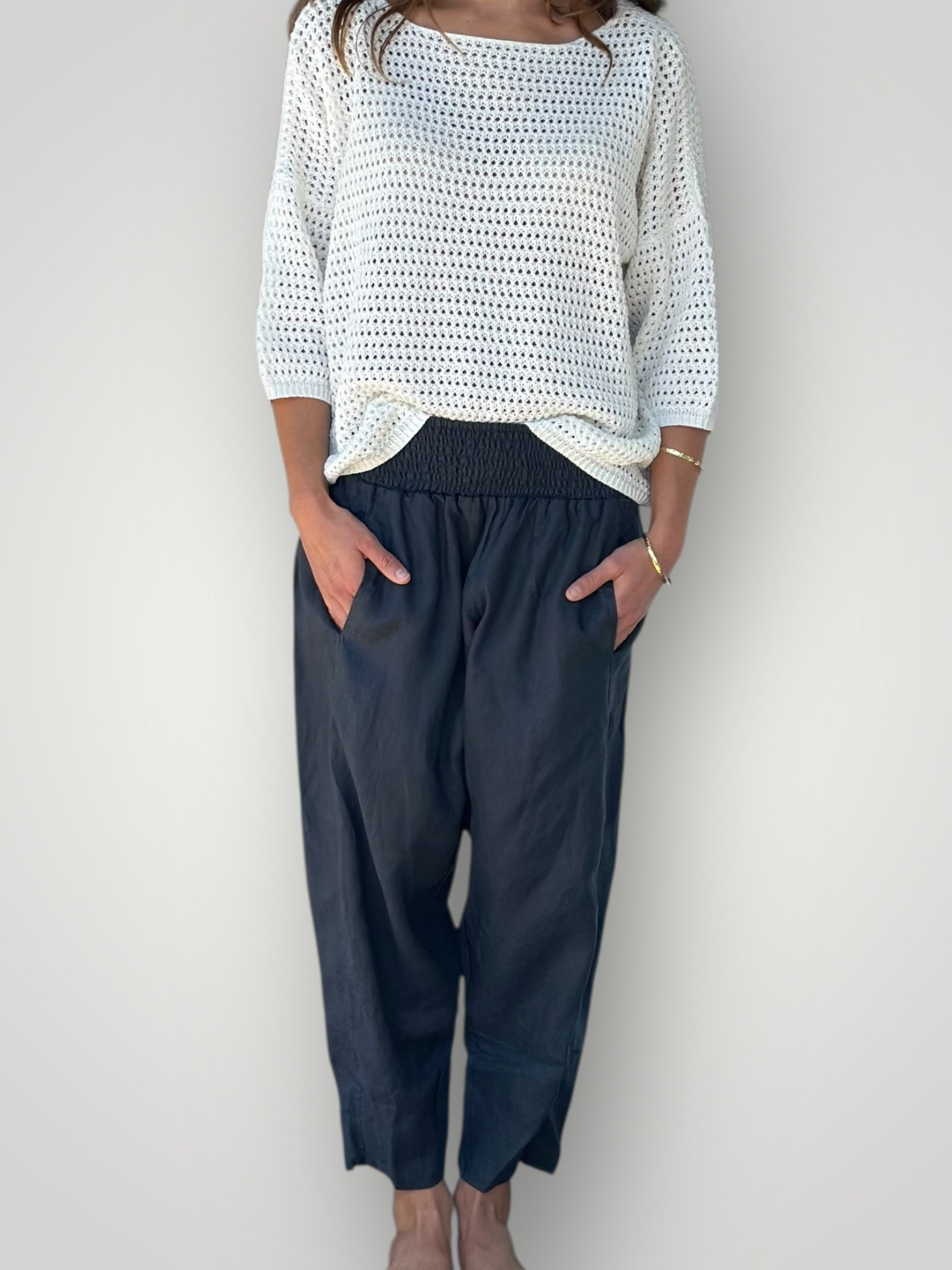 frankie pant -charcoal linen Apparel