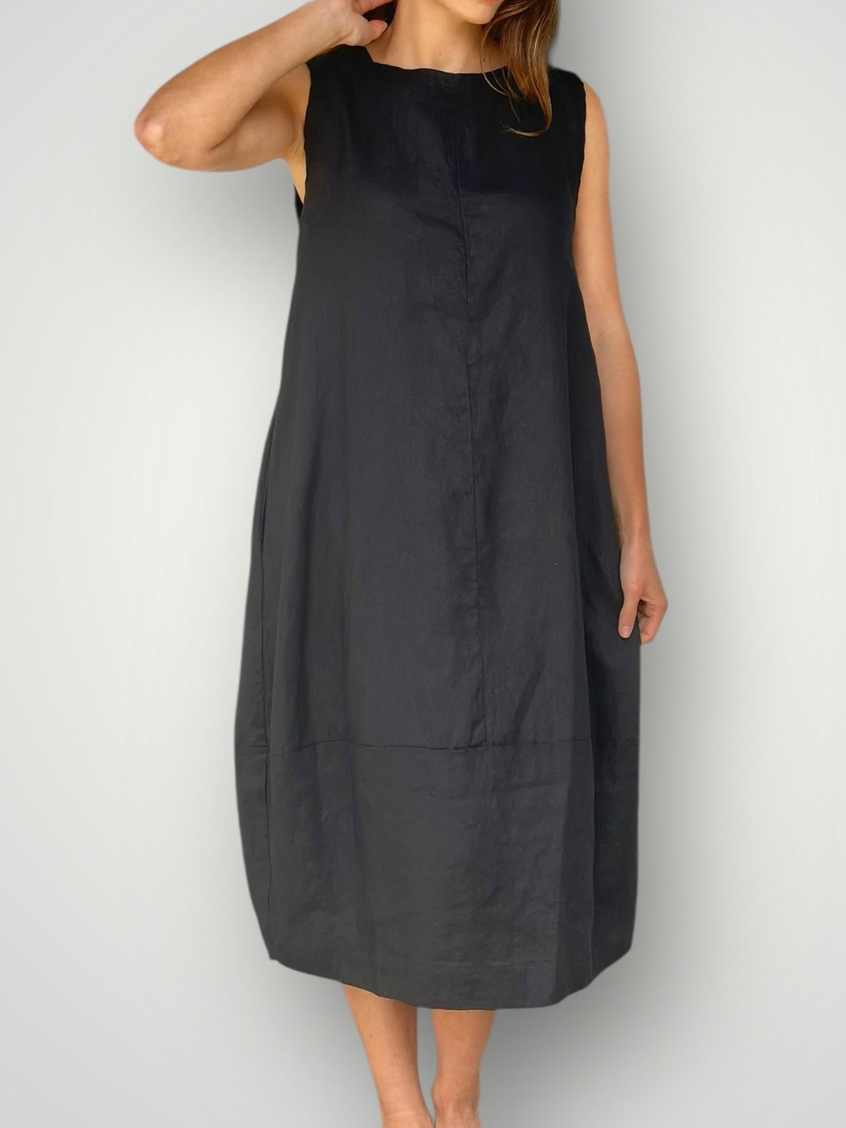 adele dress - black linen Apparel