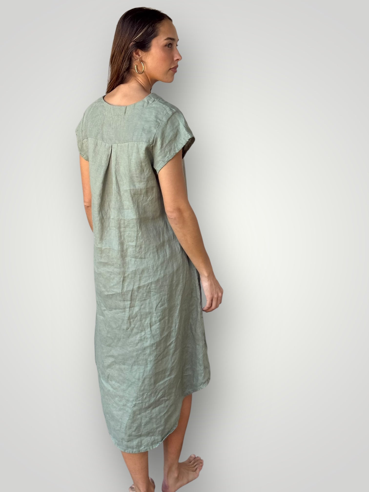 holly dress - sage linen Apparel