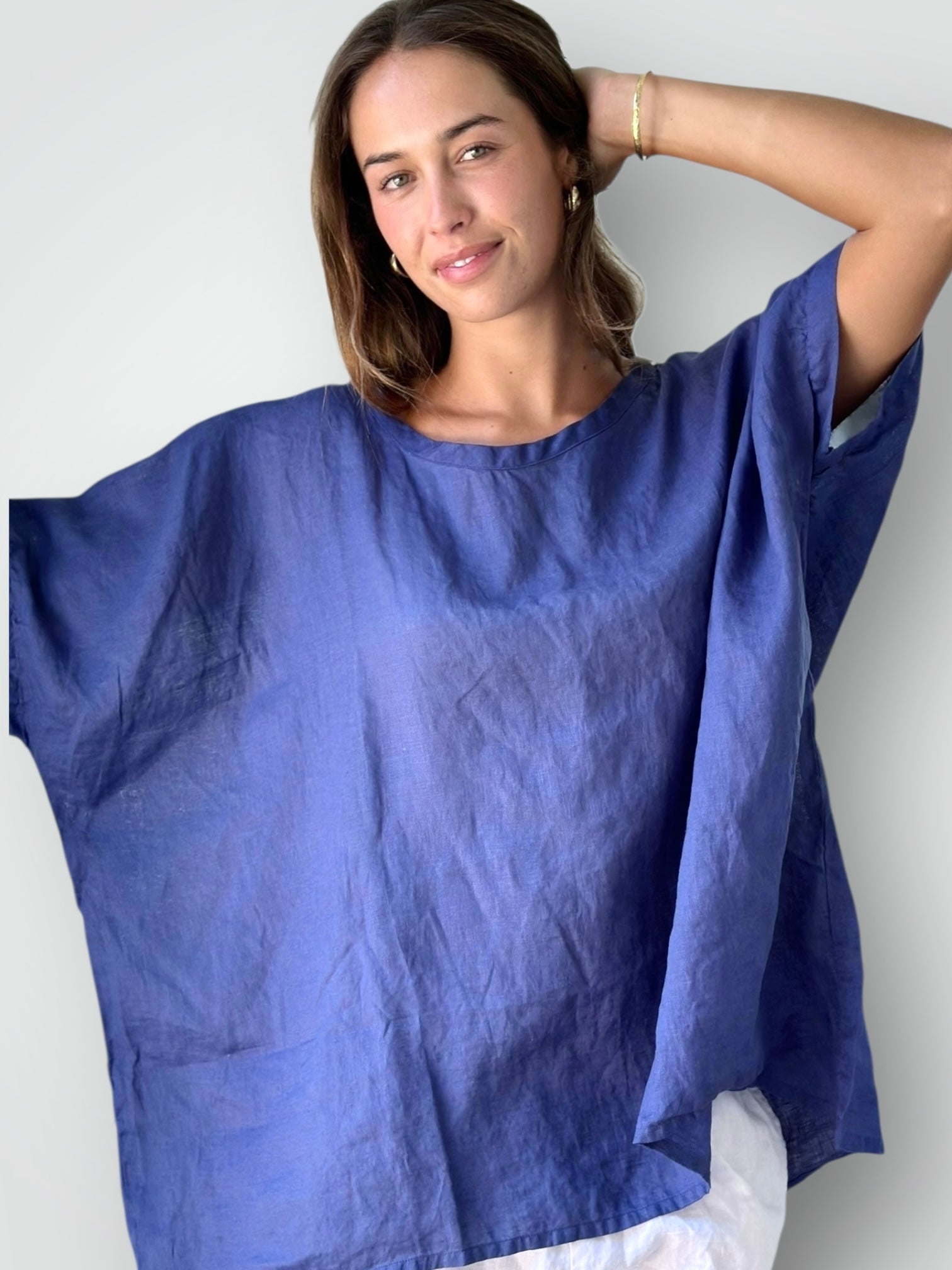 rachael top - blue dusk linen Apparel