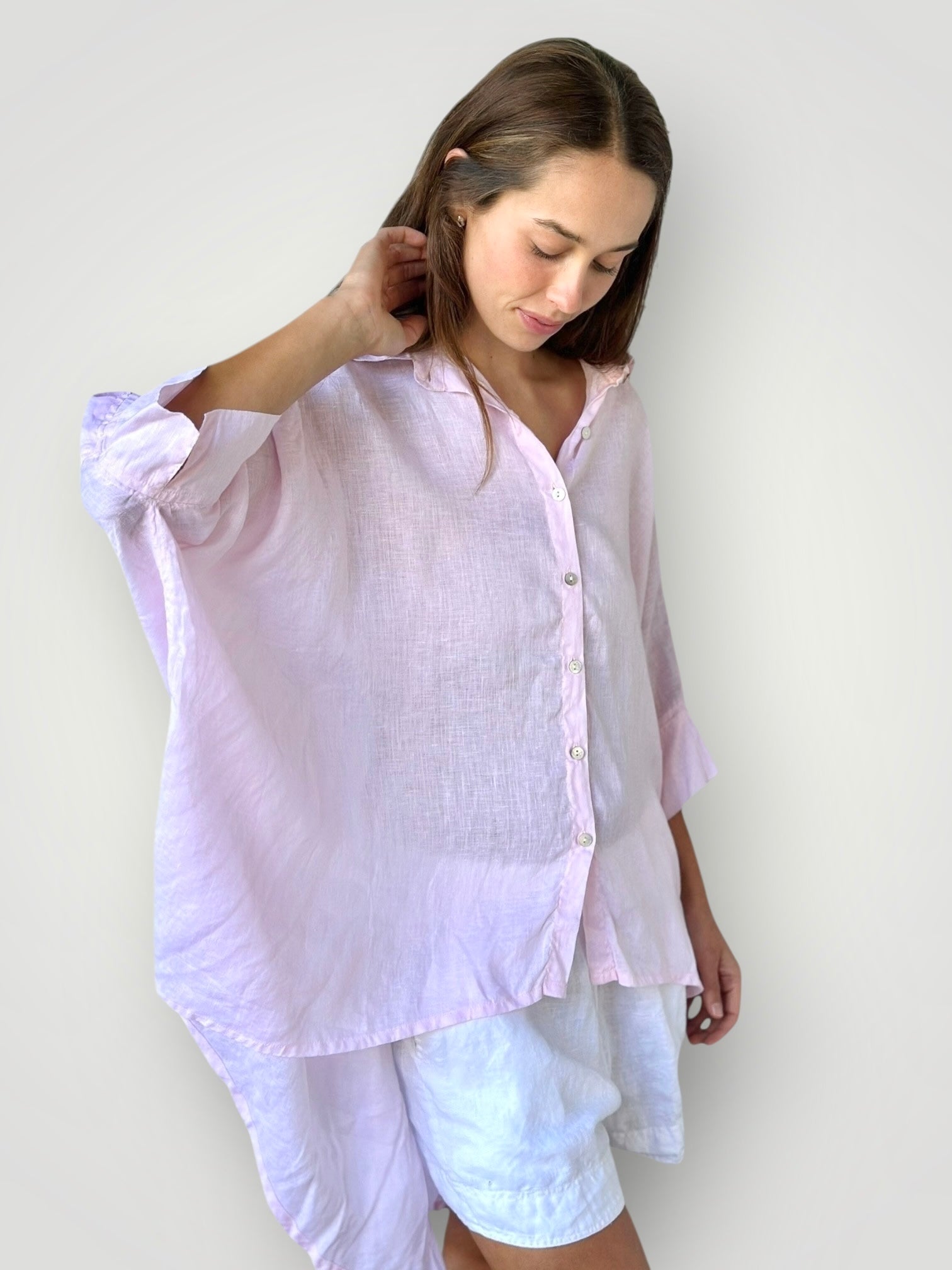 issey shirt - soft pink linen Apparel