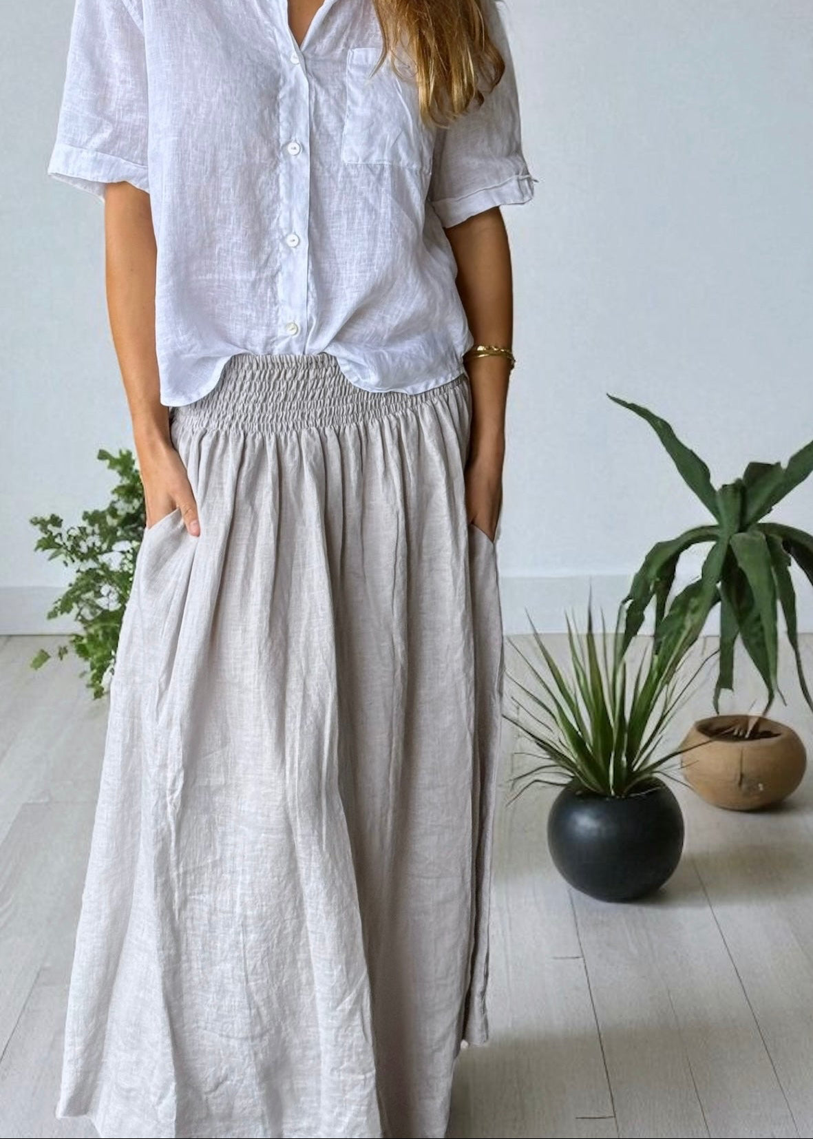 lulu skirt - pewter linen Apparel