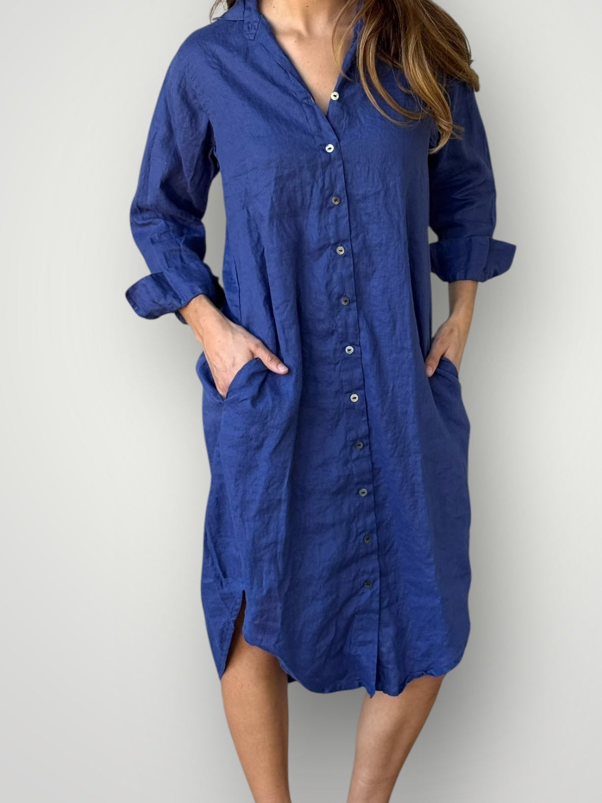 elena shirtdress - blue dusk linen Apparel