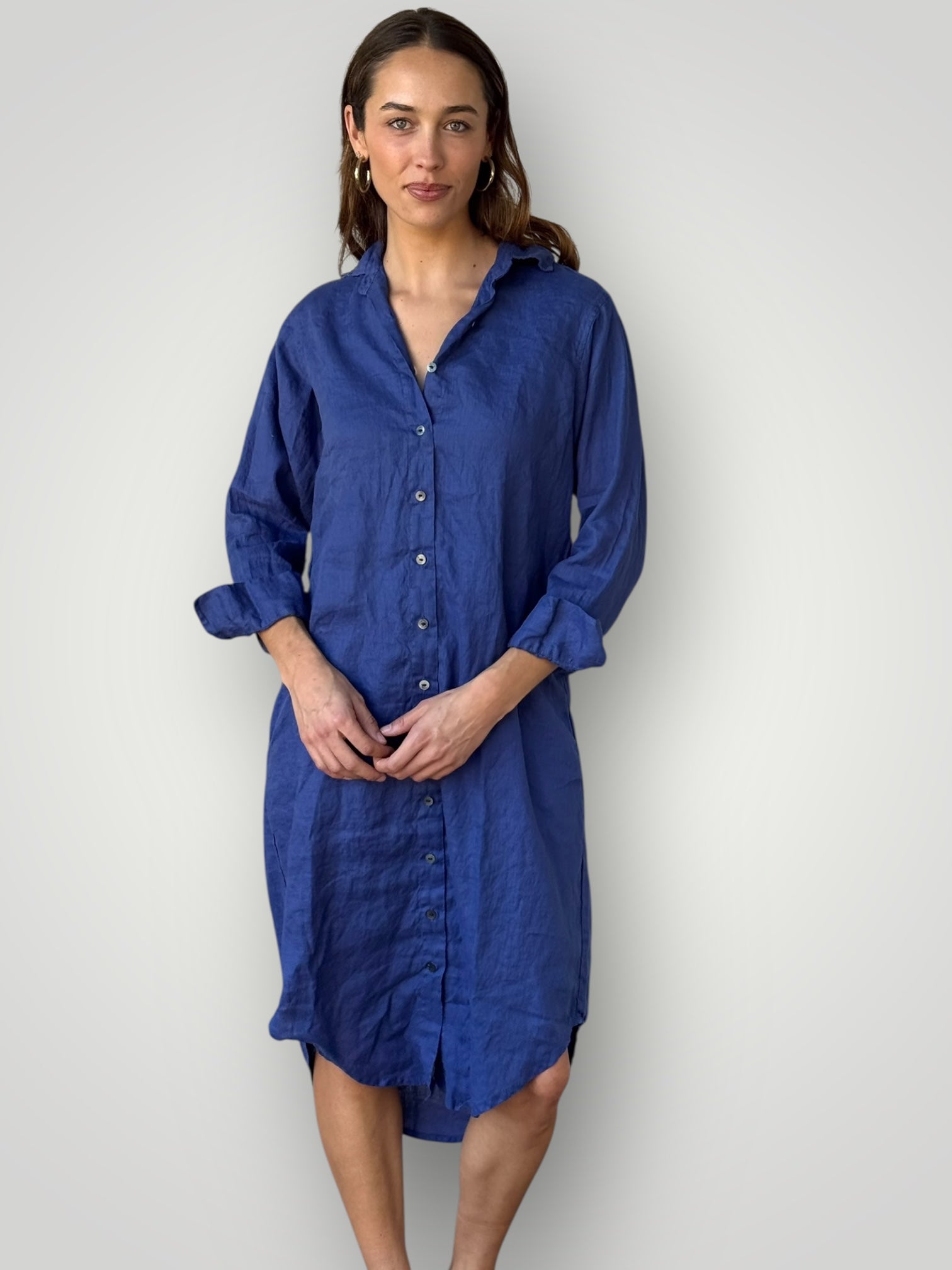 elena shirtdress - blue dusk linen Apparel