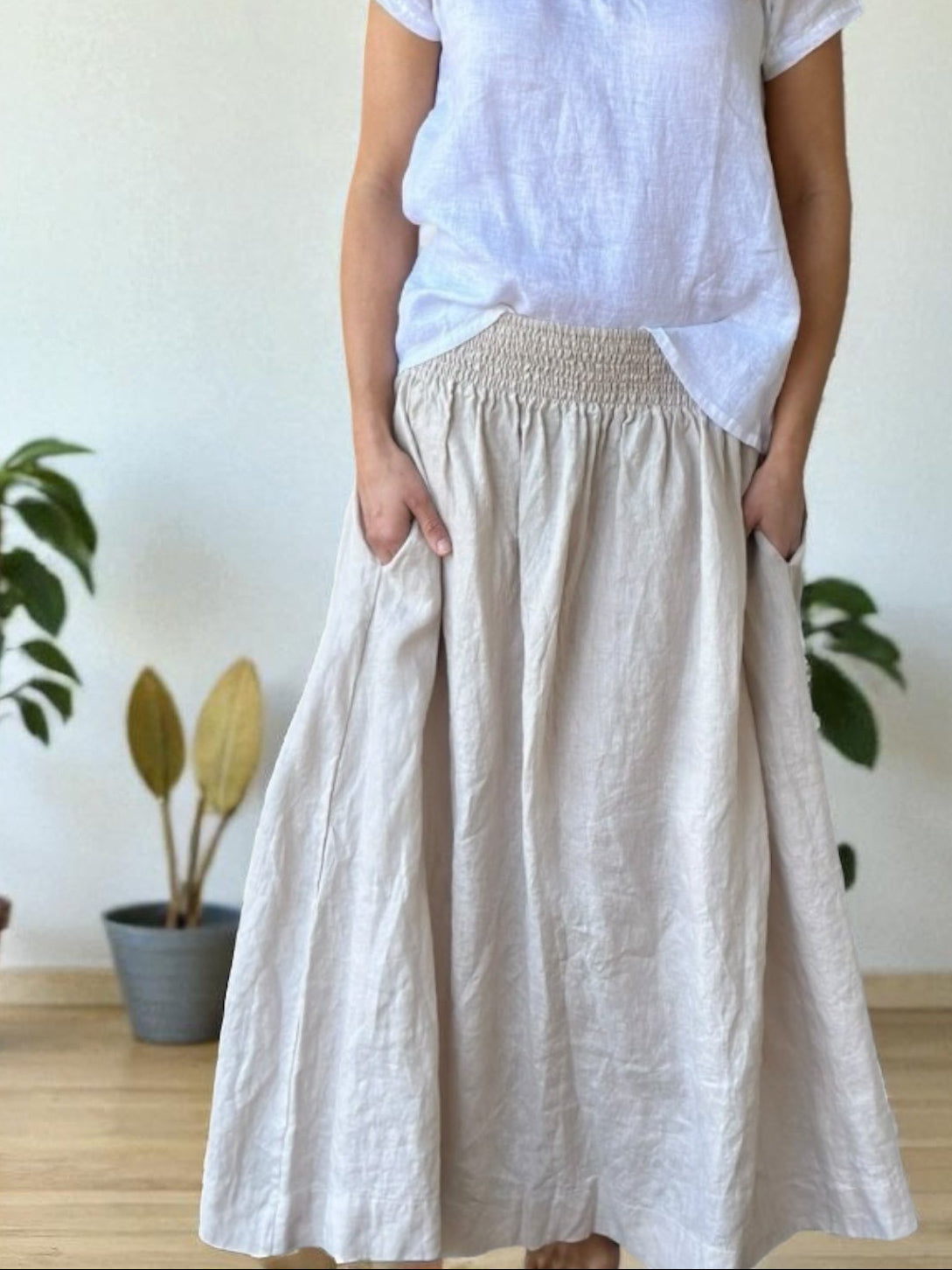lulu skirt-natural linen Apparel