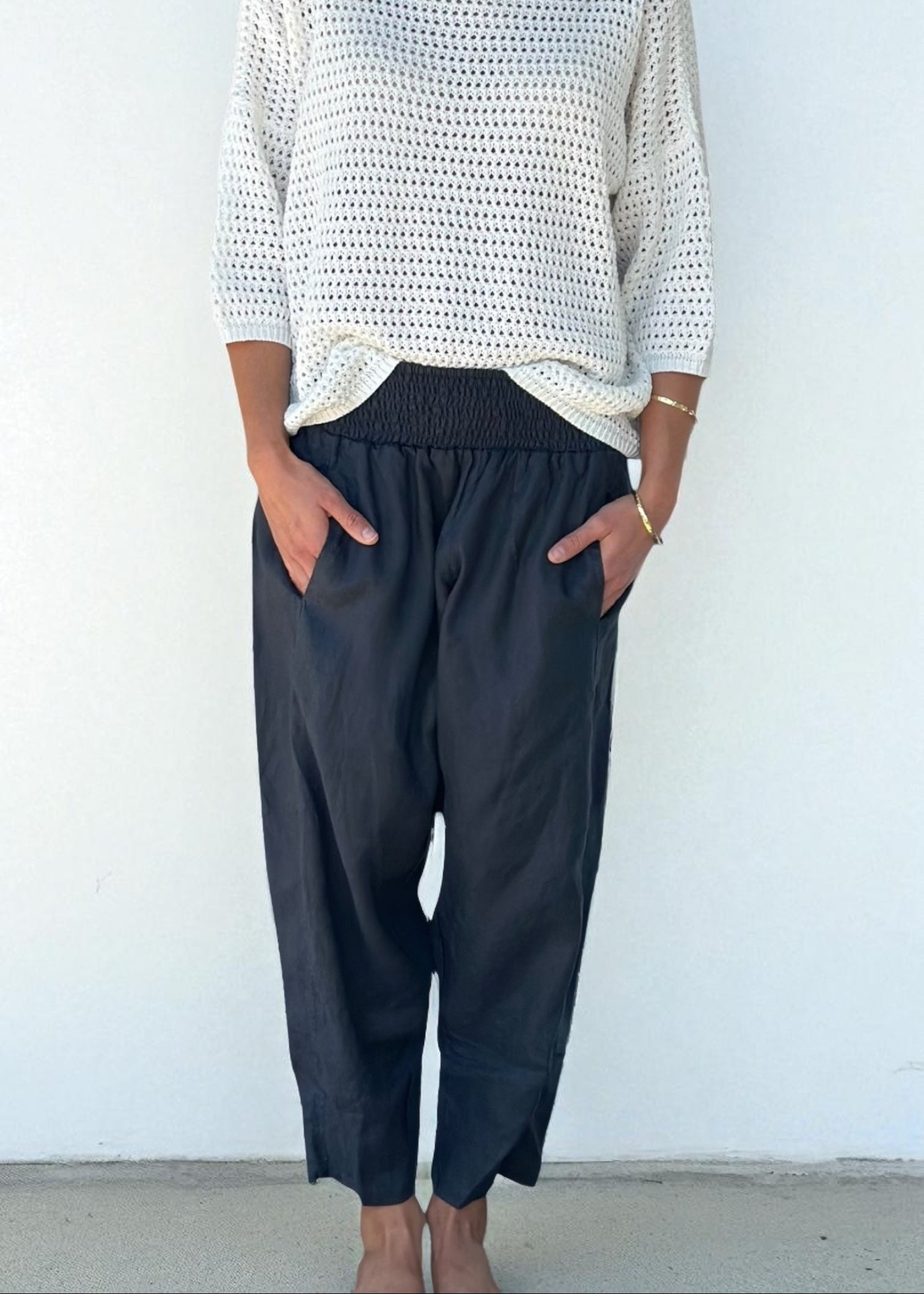 frankie pant -charcoal linen Apparel