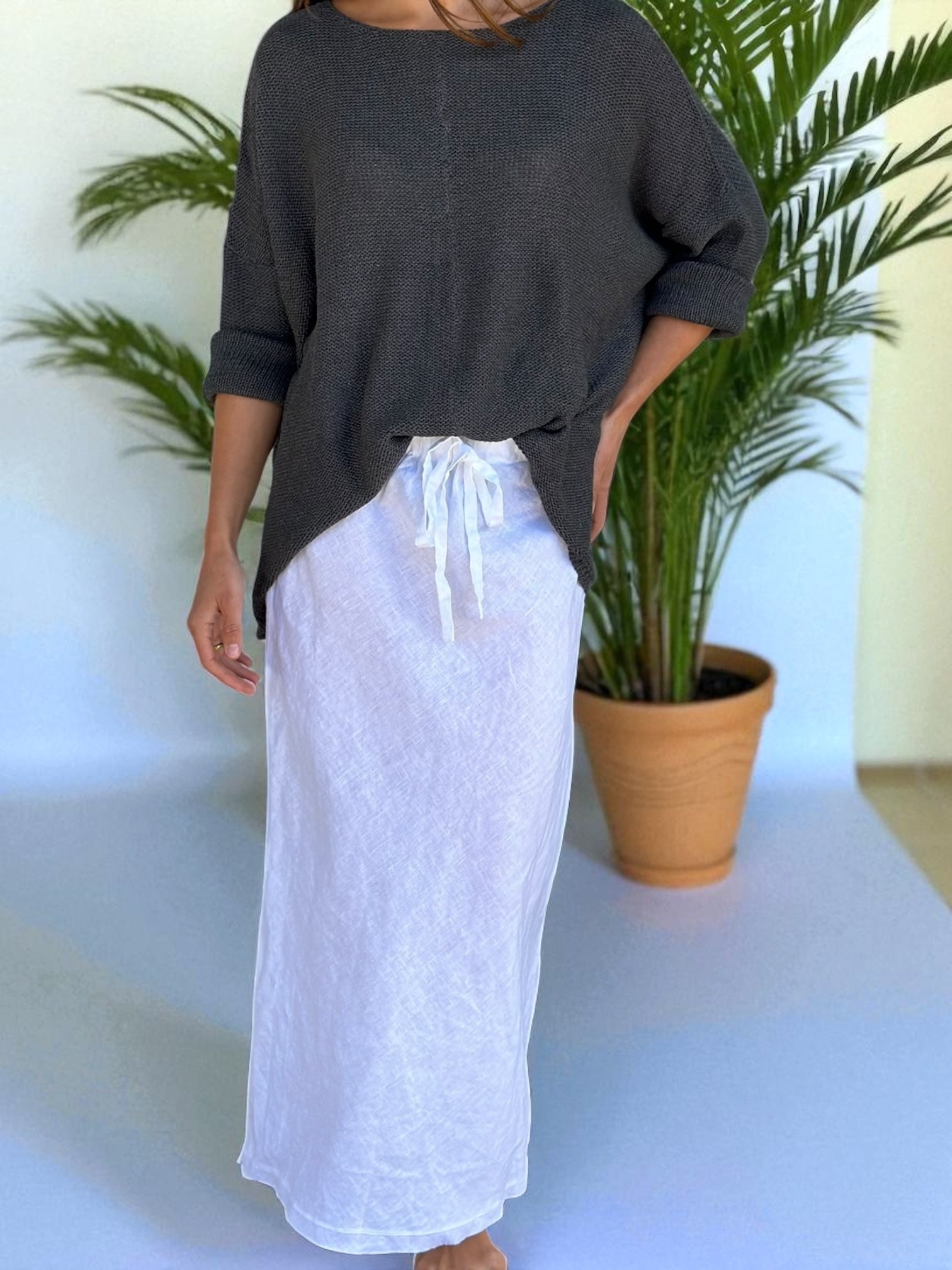 anthea skirt - white linen Apparel
