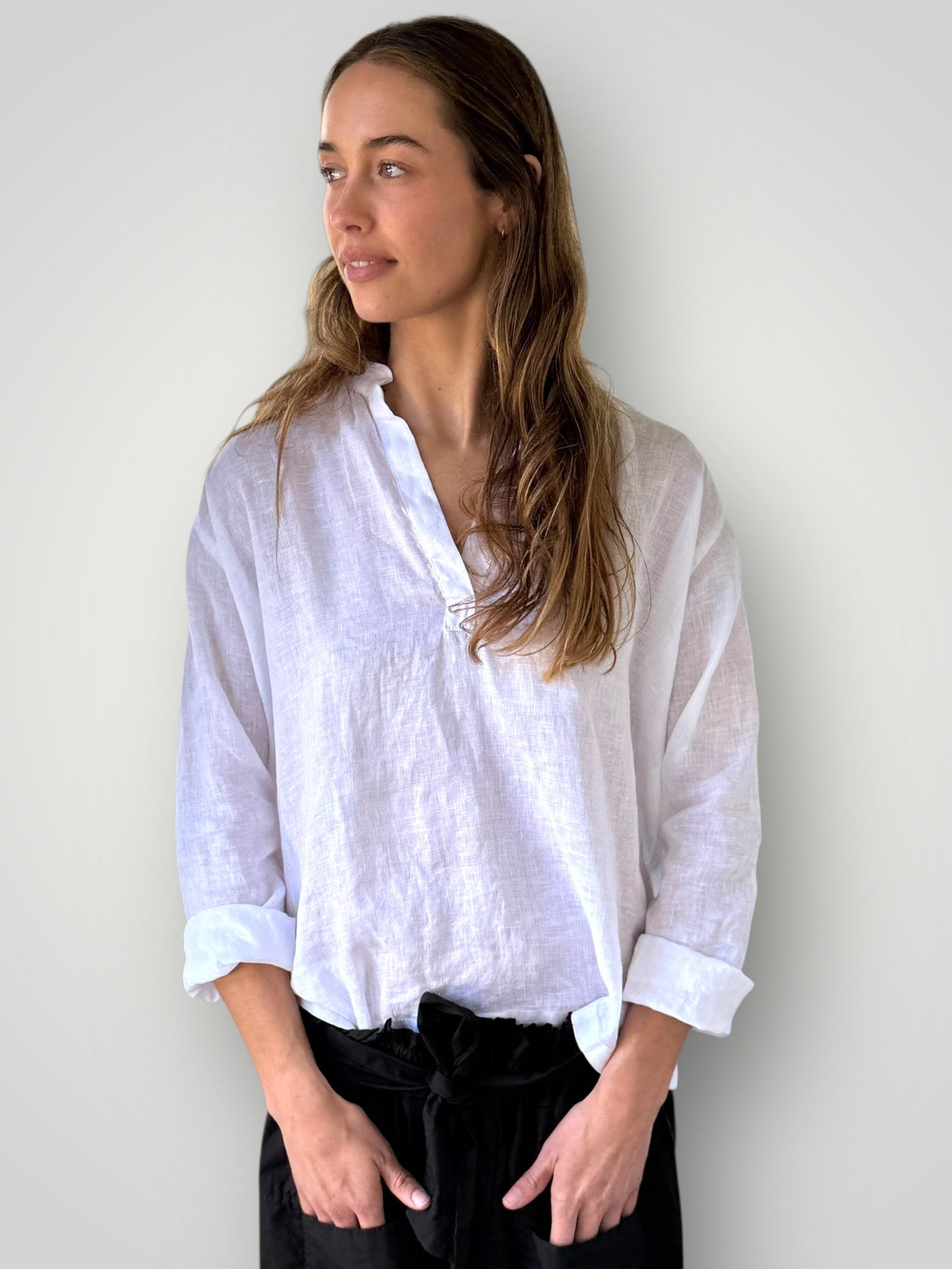 sybil top - white linen Apparel