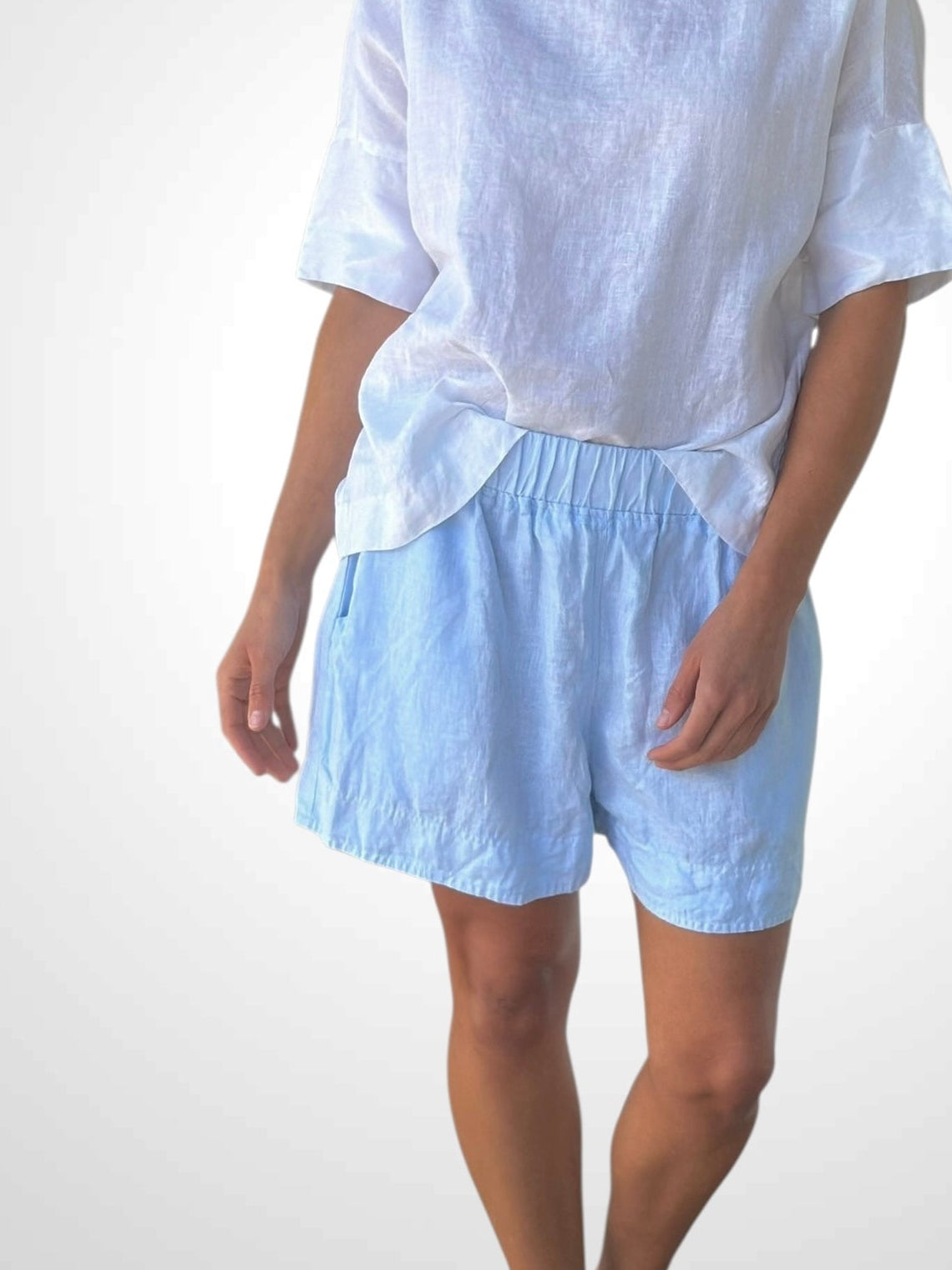abbey short - soft blue linen Apparel