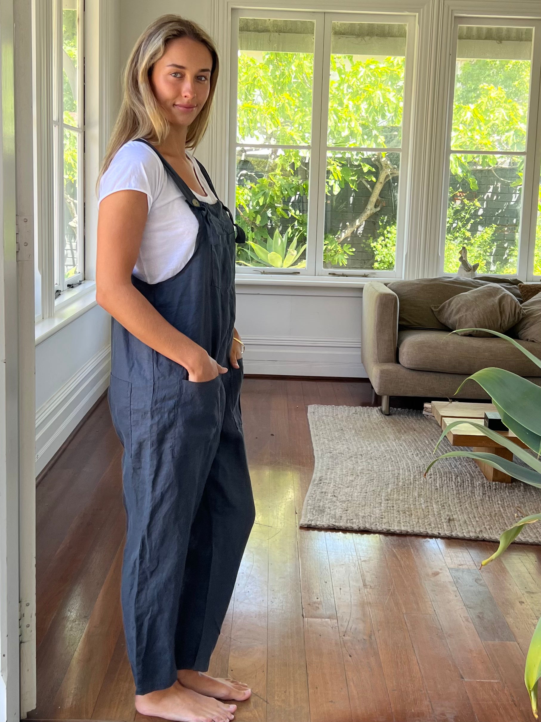 overalls -charcoal linen Apparel