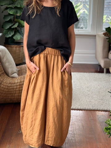 lana skirt - caramel linen Apparel  