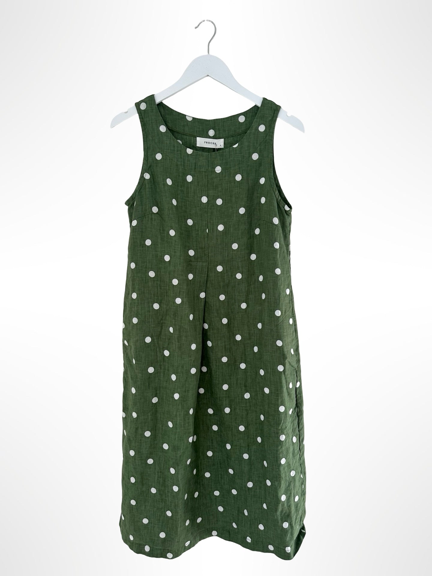 becky dress - moss spot linen Apparel