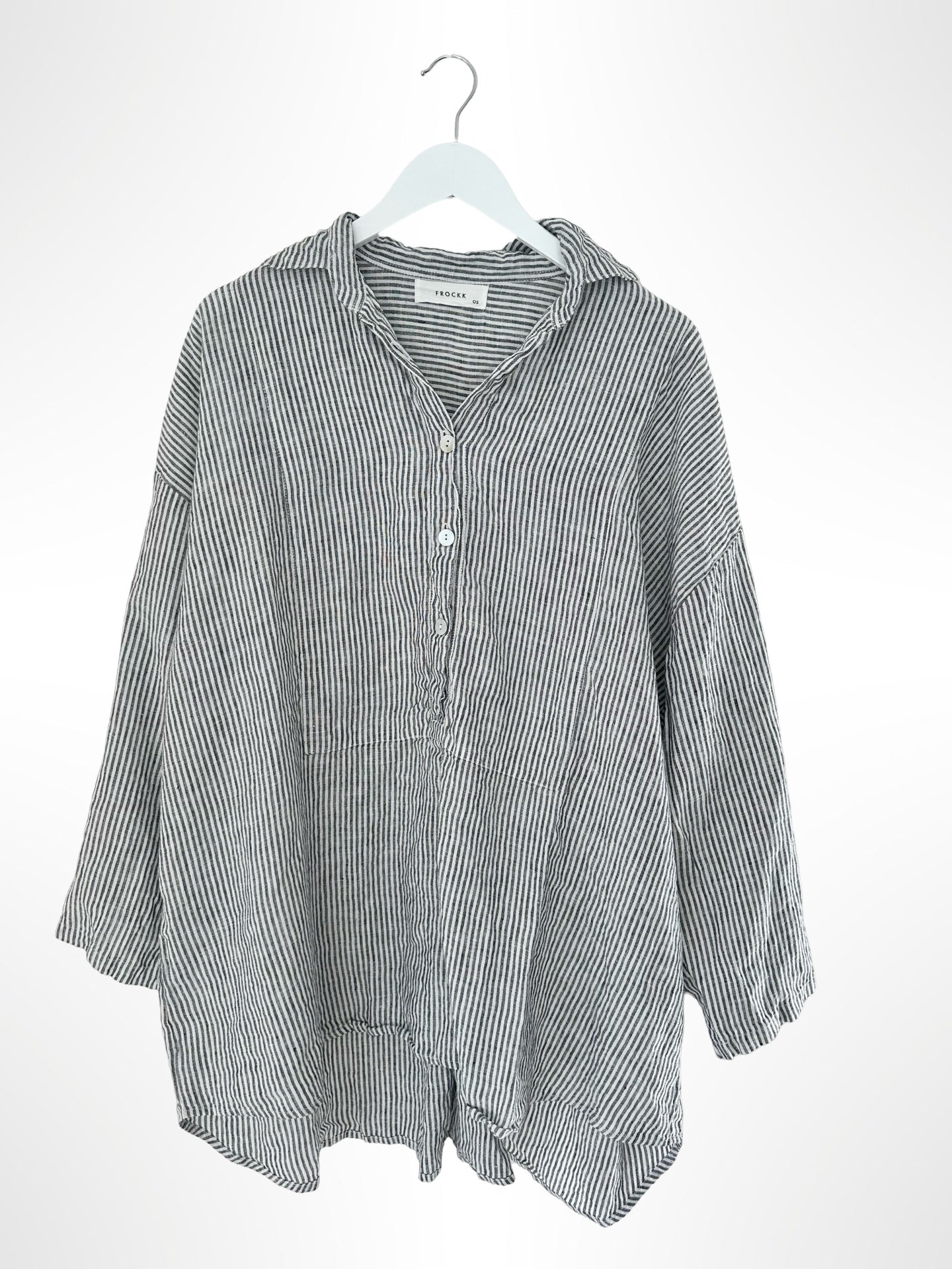 megan shirt -charcoal stripe linen Apparel