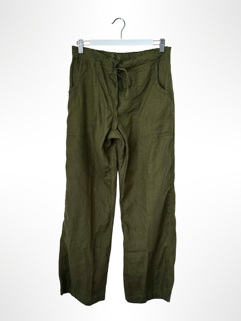 fleur straight leg pants - army linen Apparel