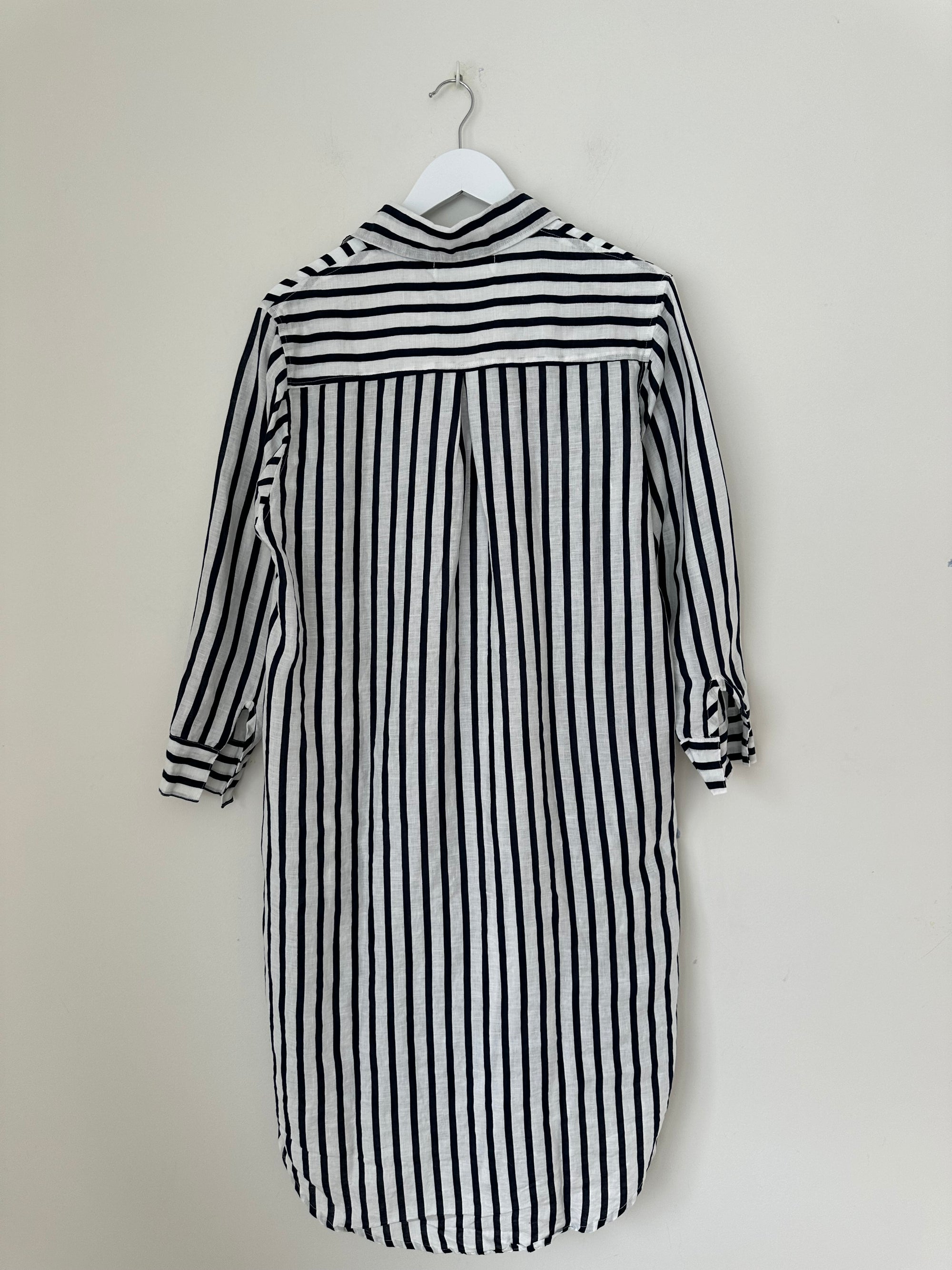 elena shirtdress - navy stripe linen Apparel