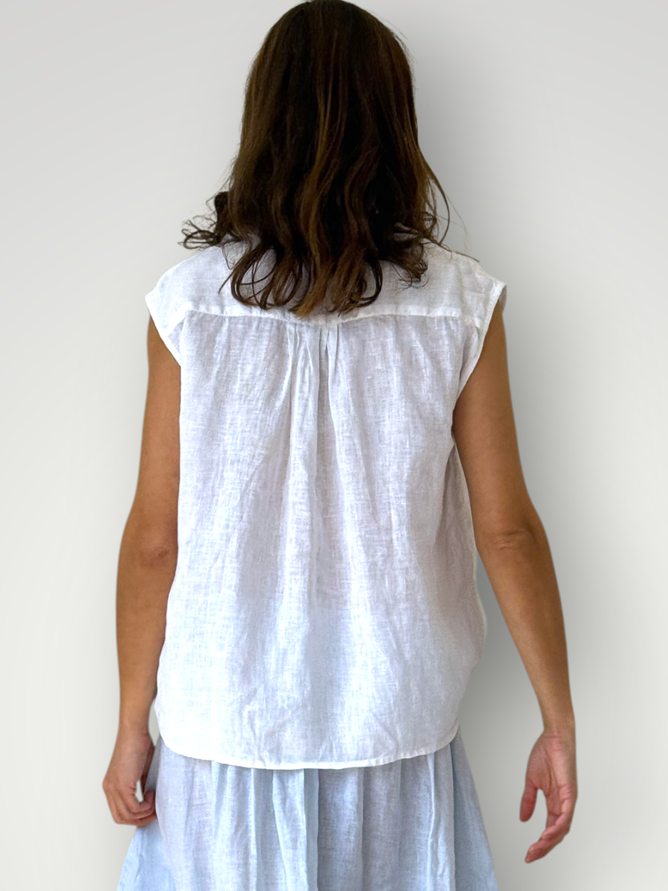 lexi top- white linen Apparel