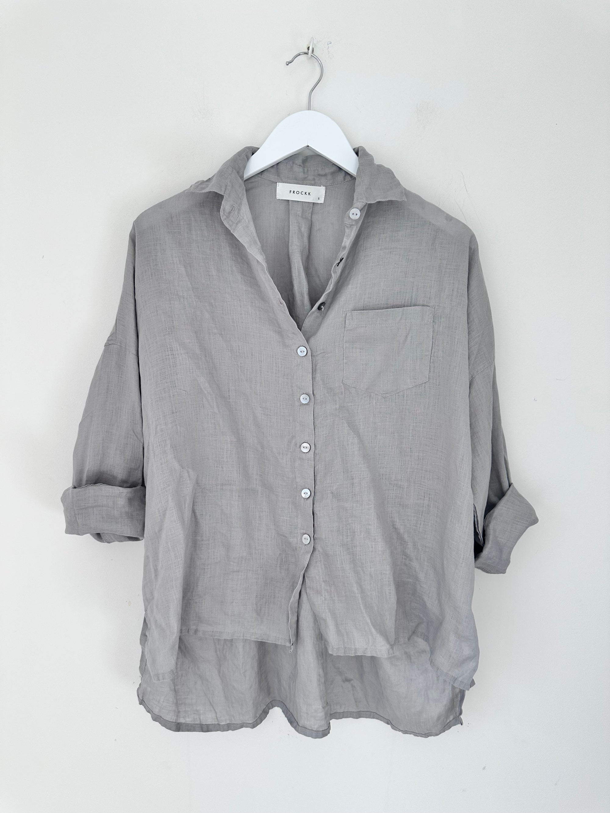 rosie shirt - soft grey linen Apparel